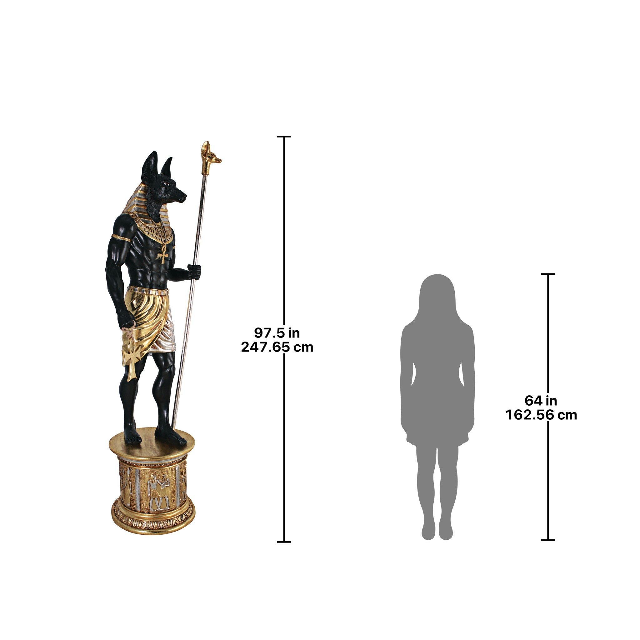 Toscano - The Egyptian Grand Ruler Collection Life-Size Anubis Statue atop a Temple Column Mount