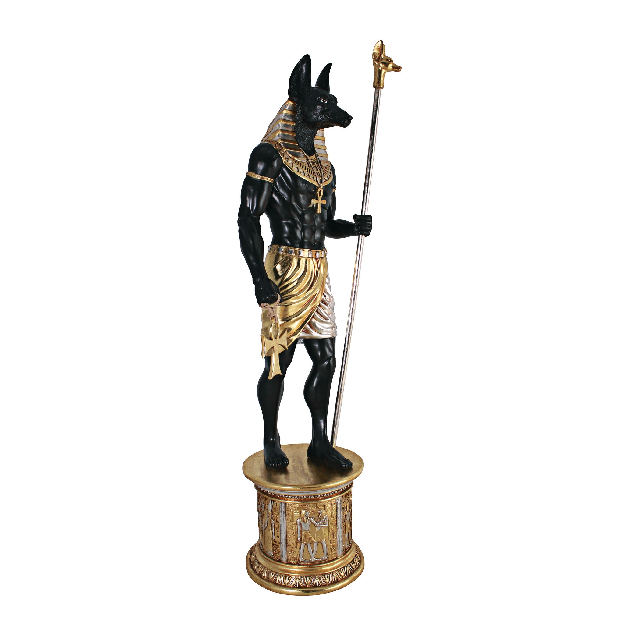 Toscano - The Egyptian Grand Ruler Collection Life-Size Anubis Statue atop a Temple Column Mount