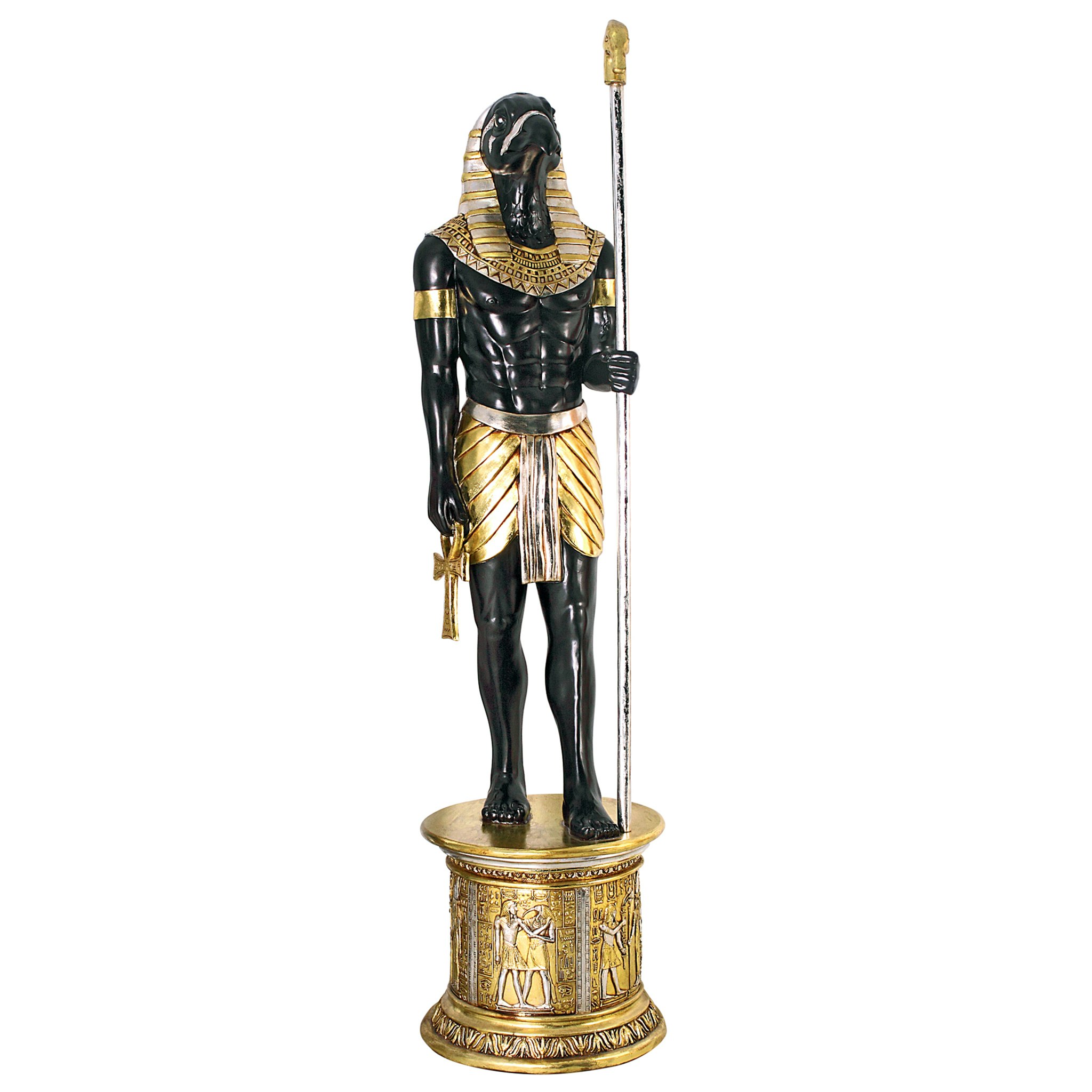 Toscano - The Egyptian Grand Ruler Collection Life-Size Horus Statue atop a Temple Column Mount
