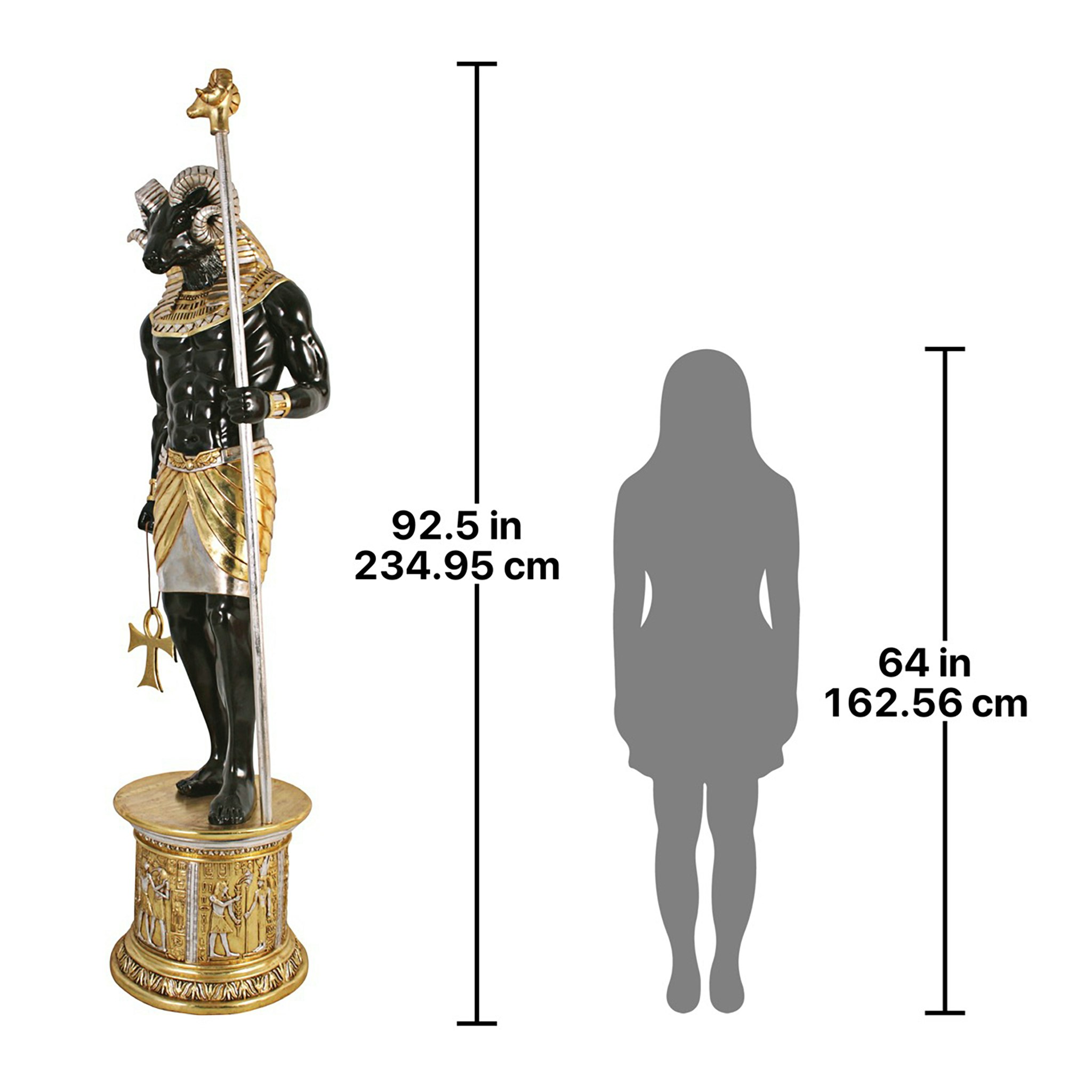 Toscano - The Egyptian Grand Ruler Collection Life-Size Khnum Statue atop a Temple Column Mount