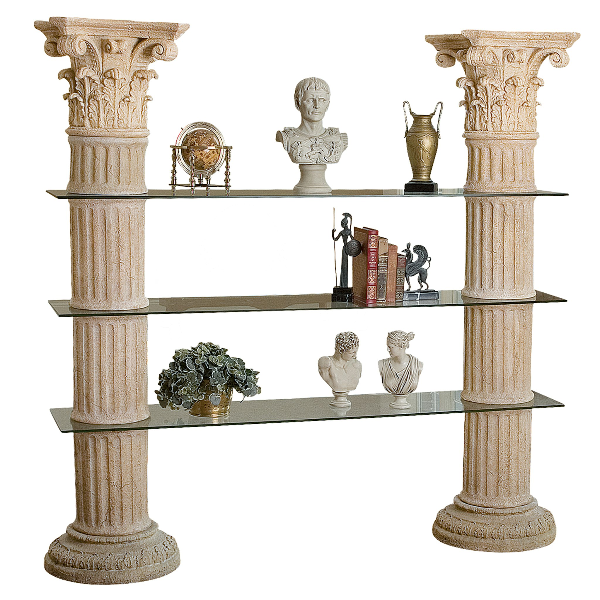 Toscano - Columns of Corinth with Shelves -Ancient Ivory, Fiberglass