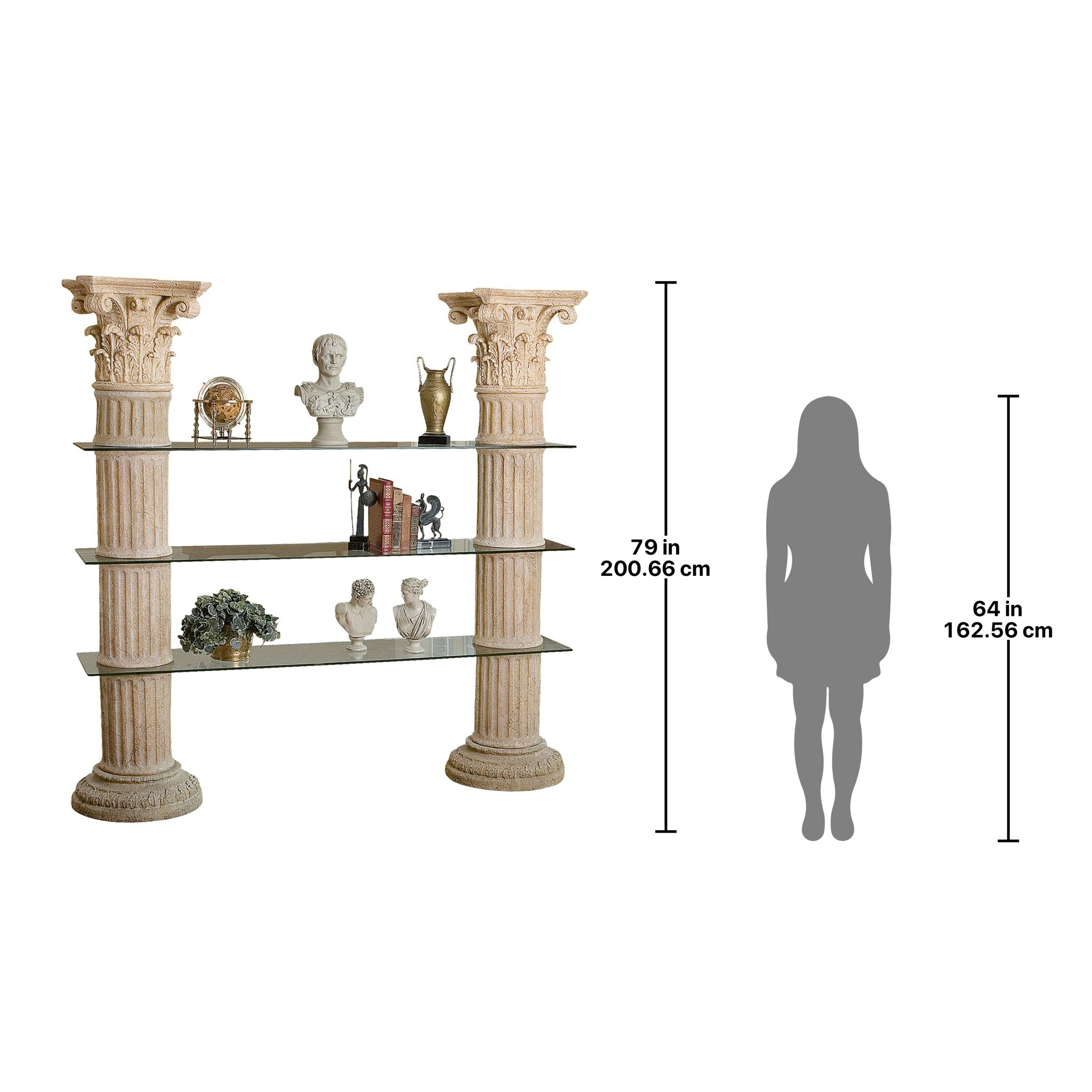 Toscano - Columns of Corinth with Shelves -Ancient Ivory, Fiberglass