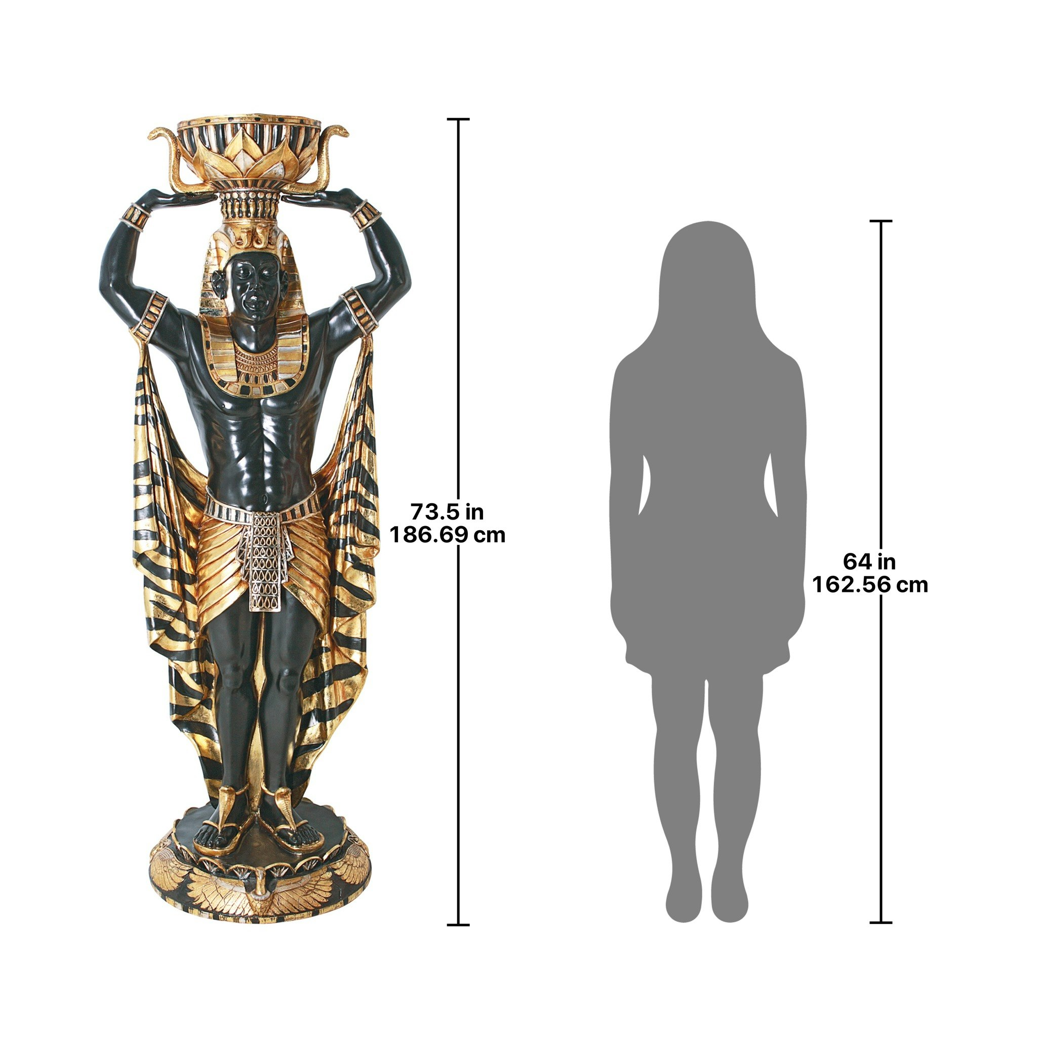 Toscano Cleopatra Egyptian Nubian Guard with Urn Statue - Grande