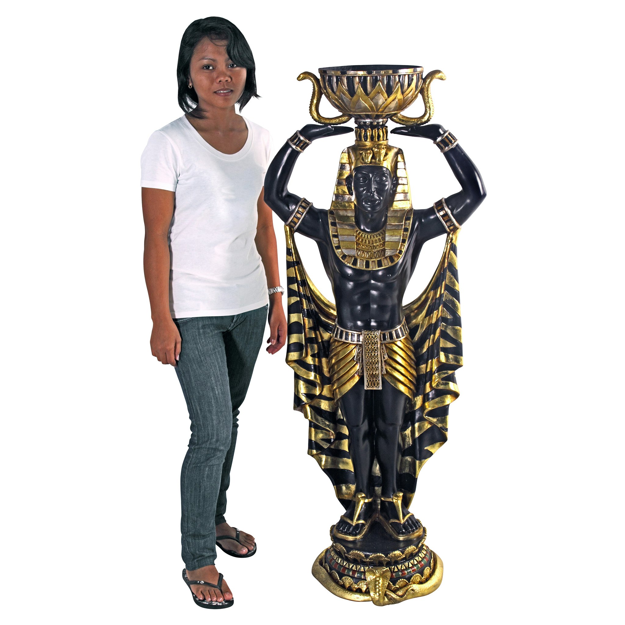 Toscano Cleopatra Egyptian Nubian Guard with Urn-Scale Statue - Large