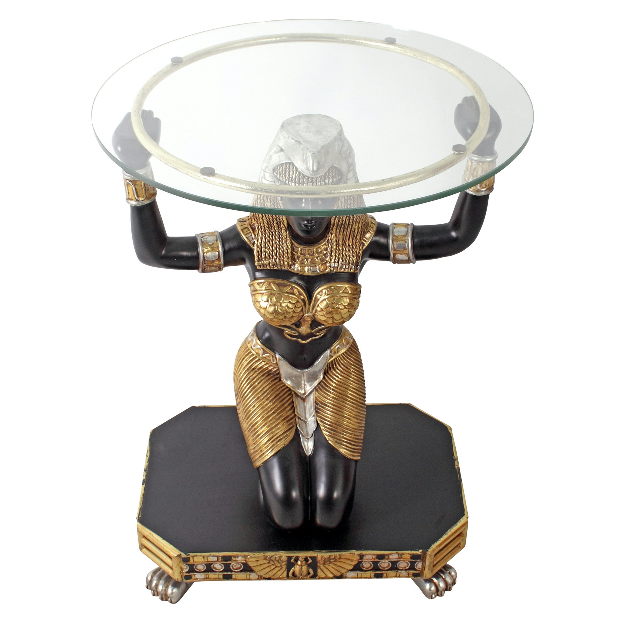 Toscano - Egyptian Goddess Maat Glass-Topped Console Table in Fiberglass