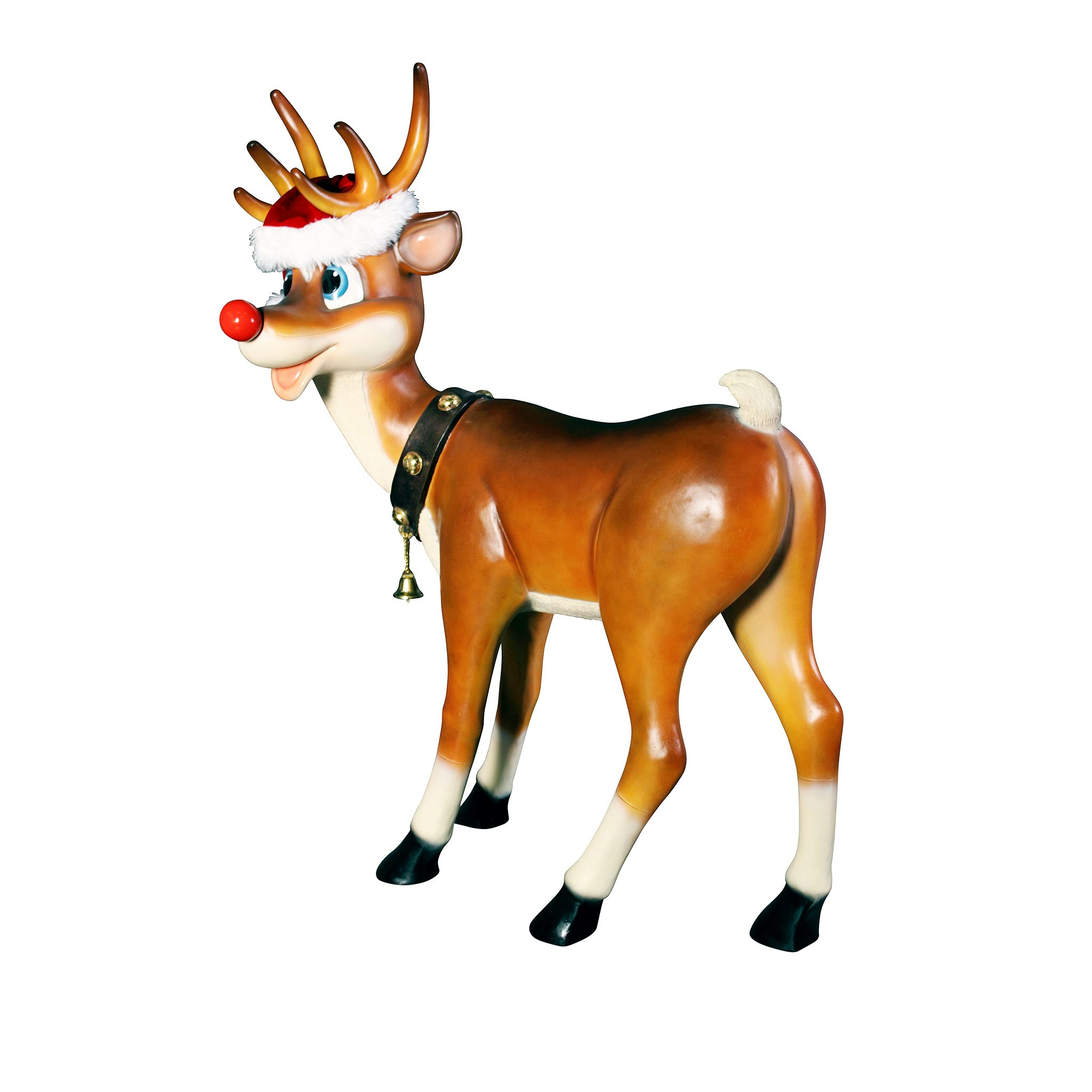 Toscano Santa Red-Nosed Christmas Reindeer Standing Statue - Large