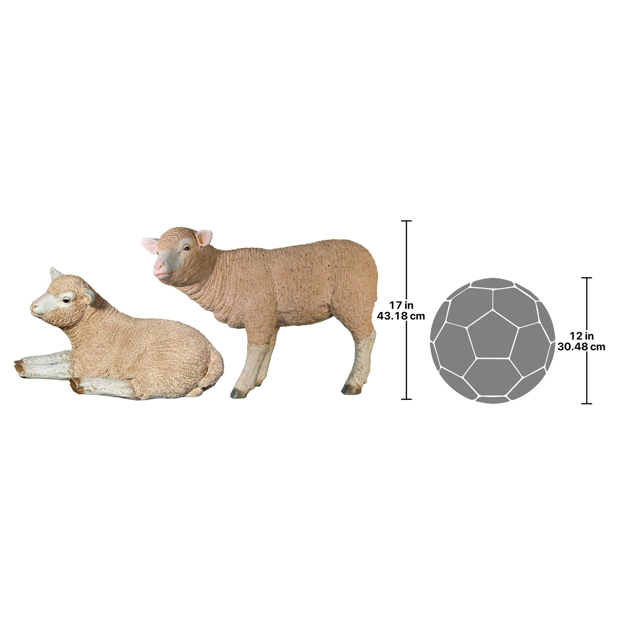 Toscano - Set of 2 Merino Ewe Life-Size Lambs Statue Collection