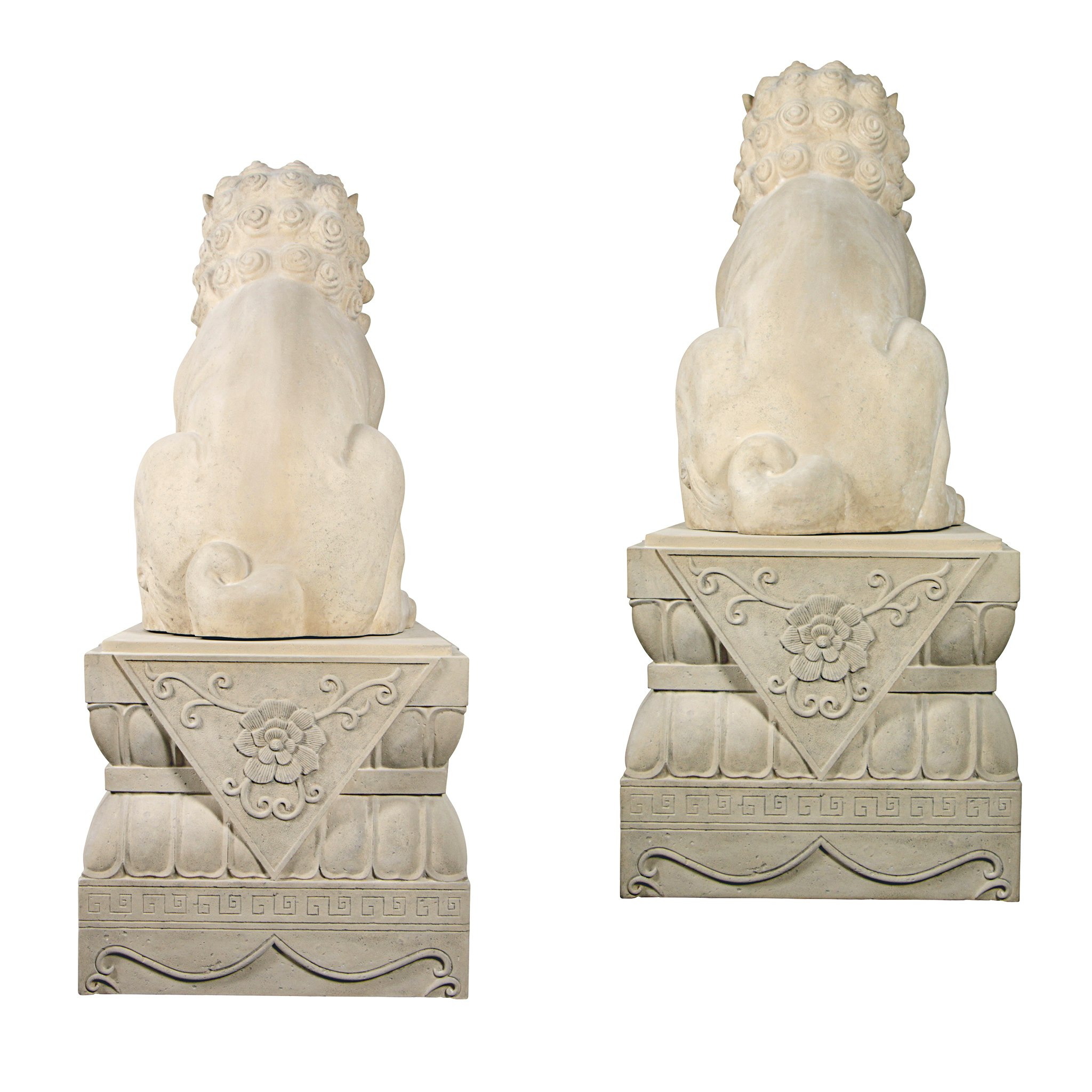 Toscano - Set of Grand Palace Chinese Lion Foo Dog Statues with Bases Male and Female