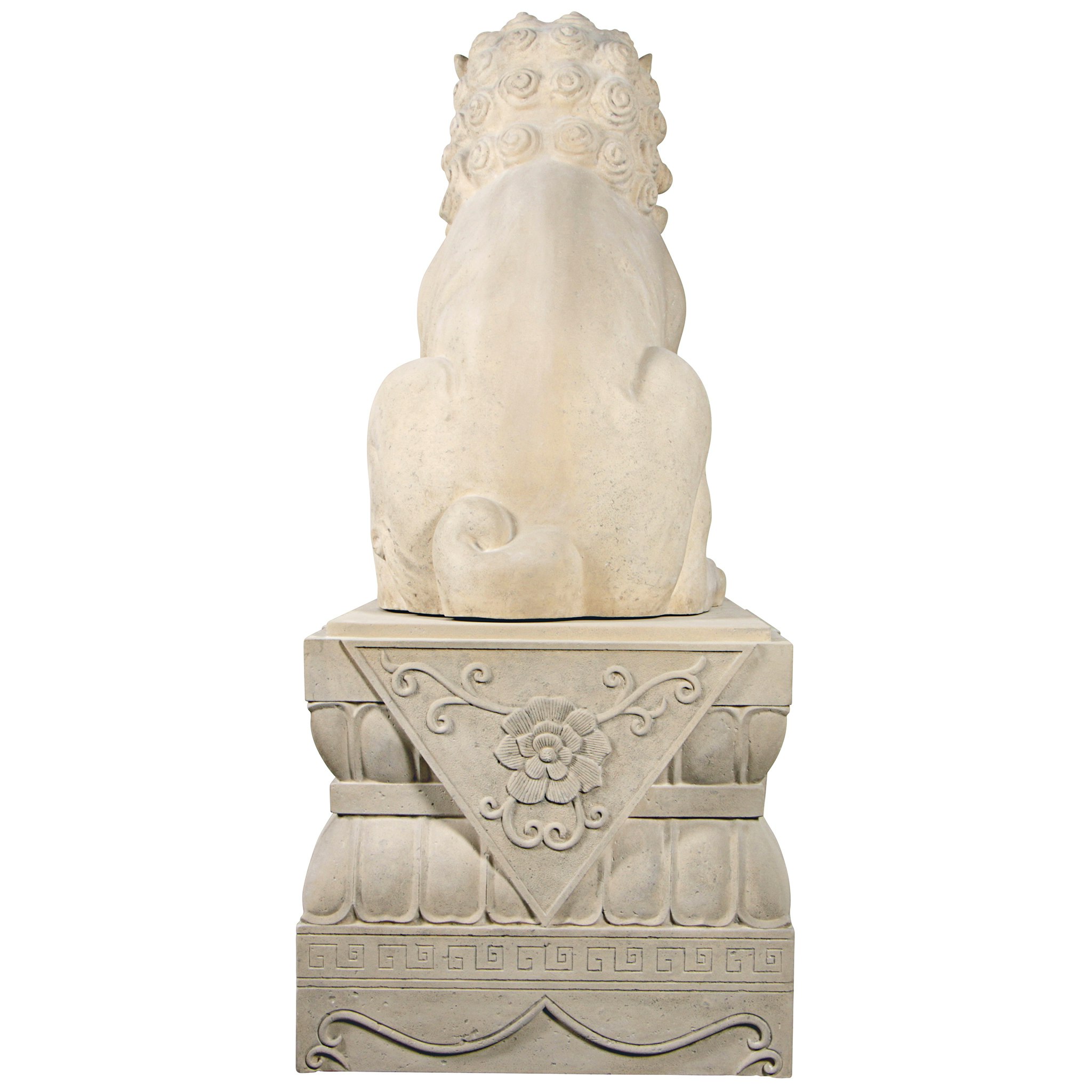 Toscano Grand Palace Chinese Lion Foo Dog Statue with Pedestal Base - Male