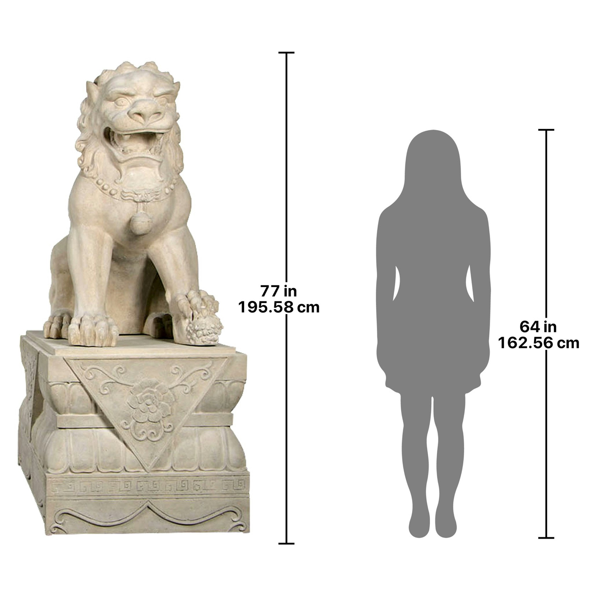 Toscano Grand Palace Chinese Lion Foo Dog Statue with Pedestal Base - Female