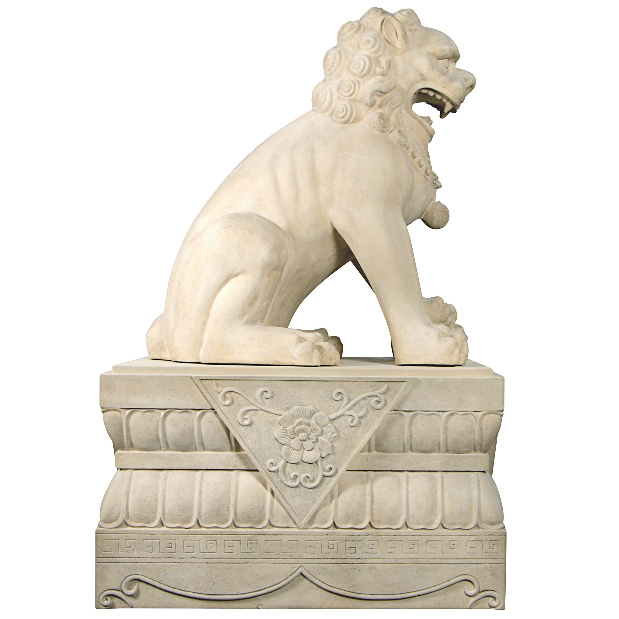 Toscano Grand Palace Chinese Lion Foo Dog Statue with Pedestal Base - Female