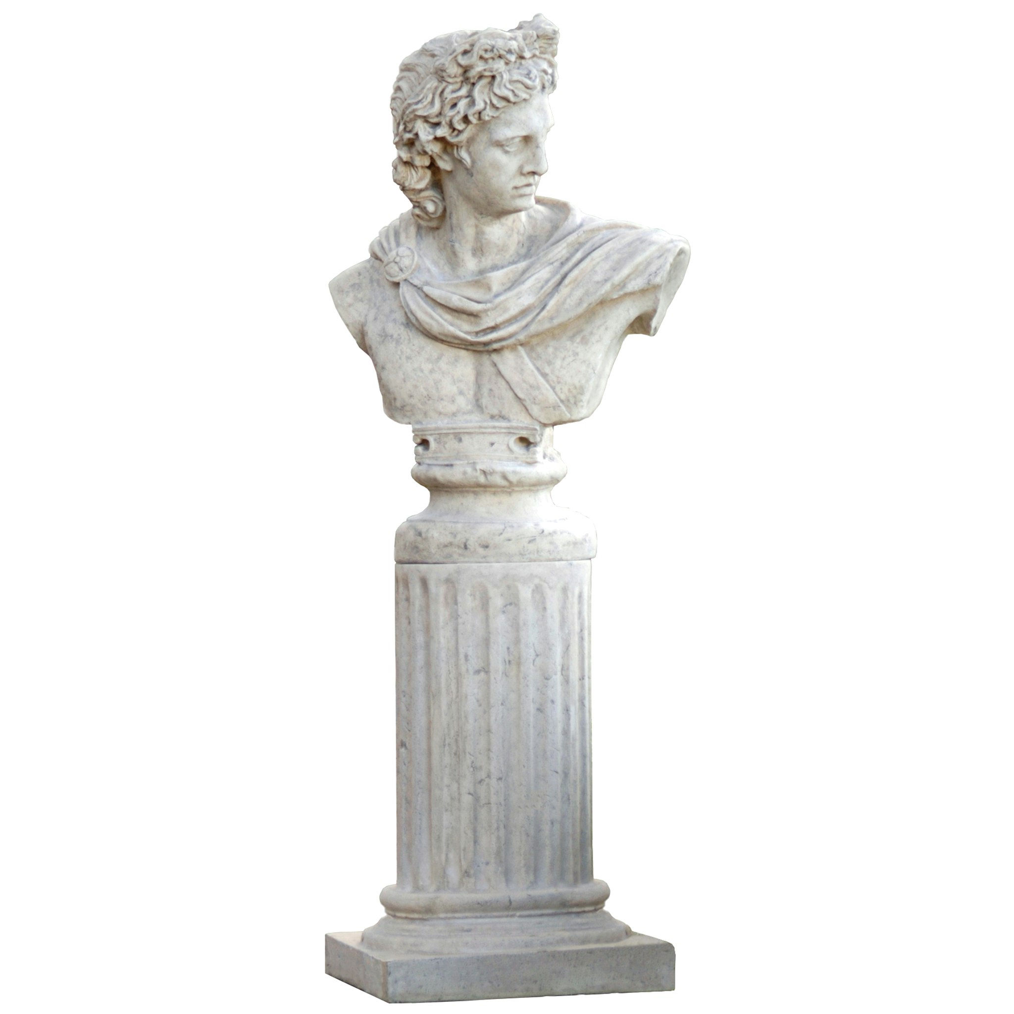 Toscano - Apollo Belvedere Sculptural Bust on Roman Column Plinth