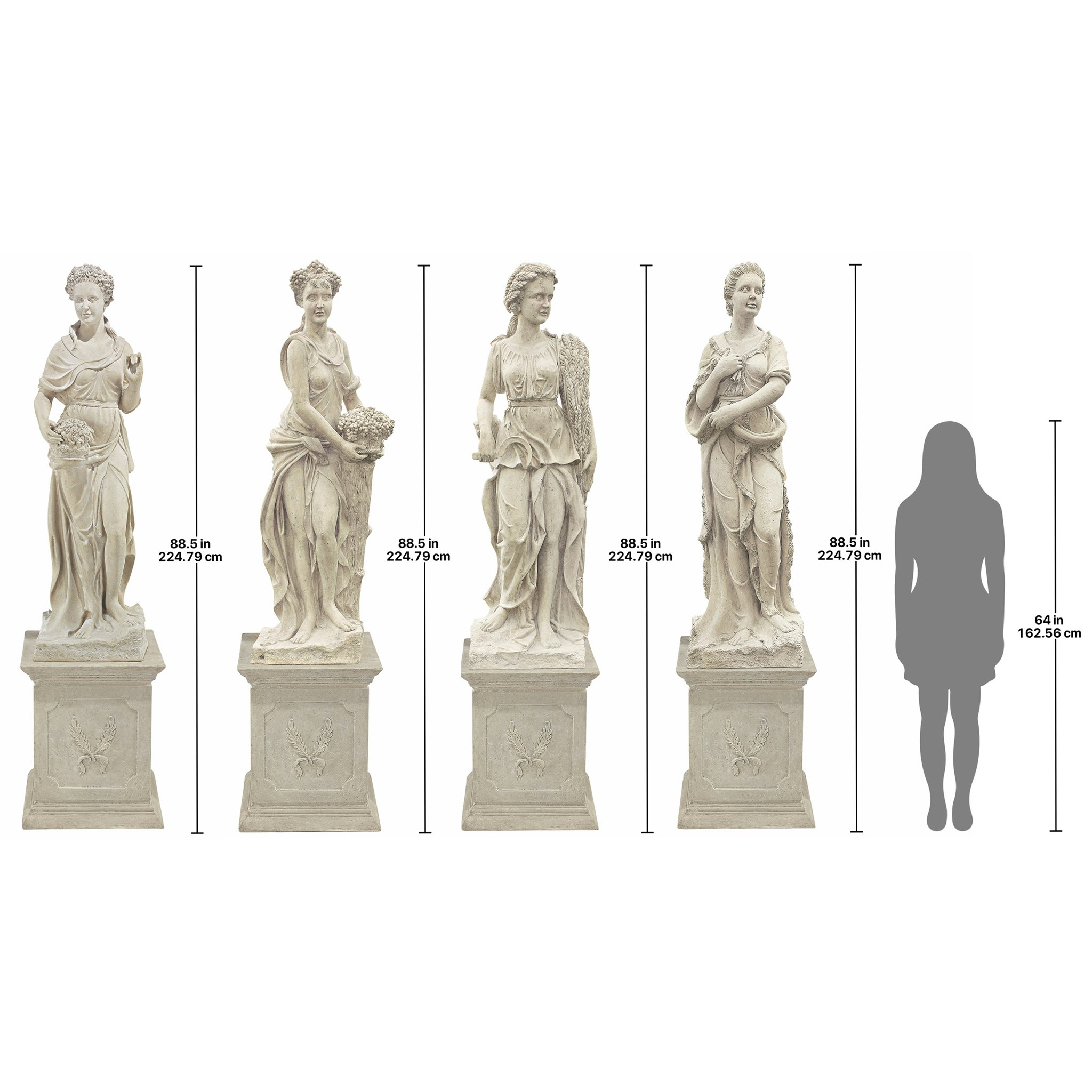 Toscano - Goddesses of the Seasons All Four Season Statues  Plinths