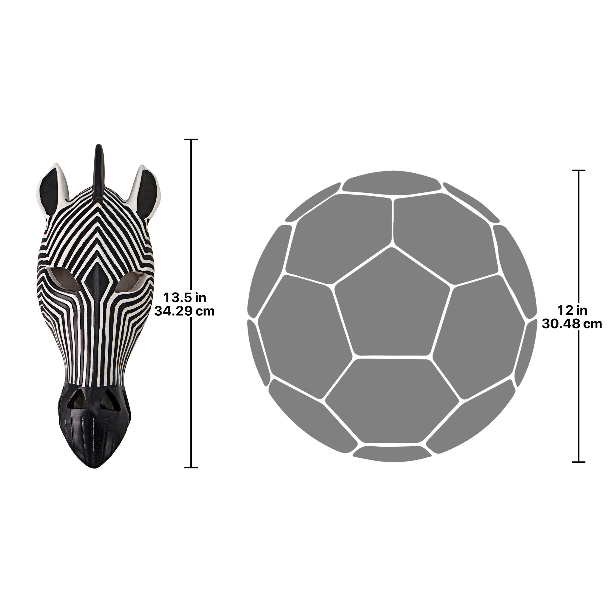 Toscano Tribal-Style Animal Mask Wall Sculpture - Zebra