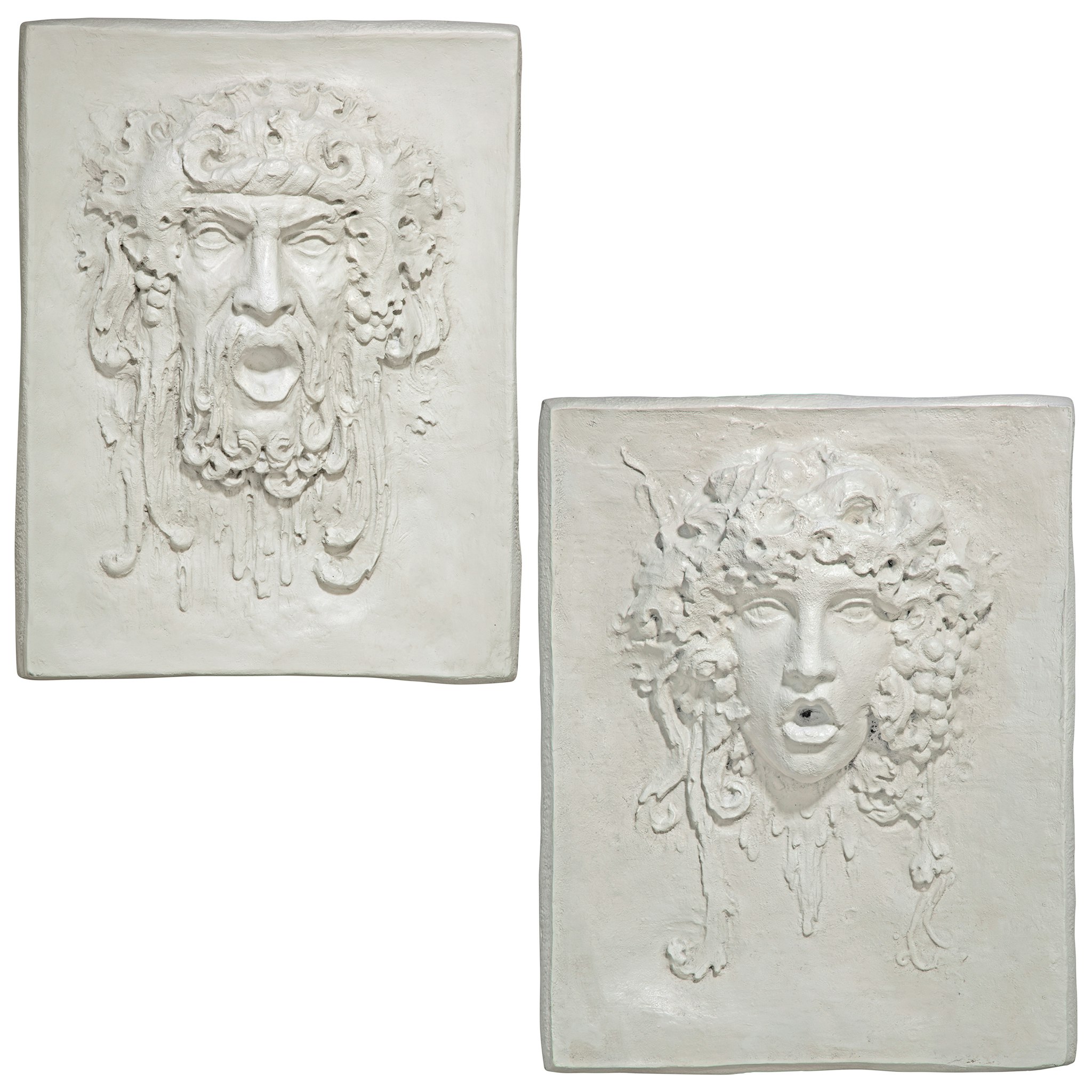Toscano - Set of 2 Opimus and Vappa Italian-Style Greenmen Wall Sculptures in Large