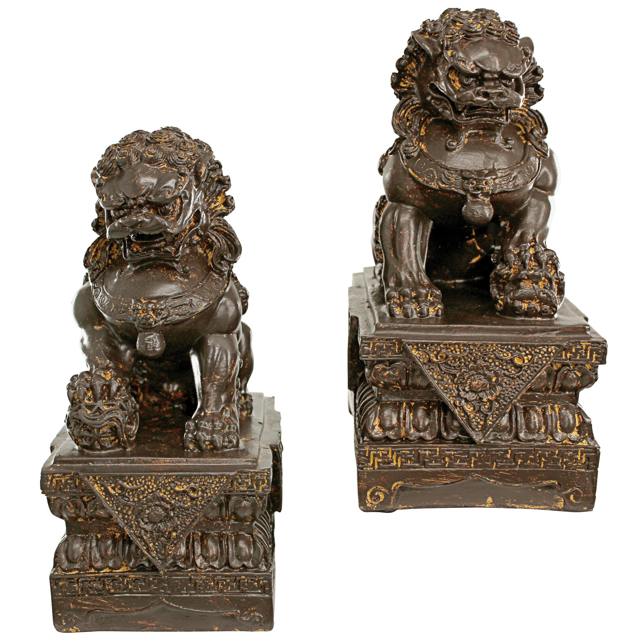 Toscano - Set of 2 Chinese Guardian Lion Foo Dog Statues Set of Two