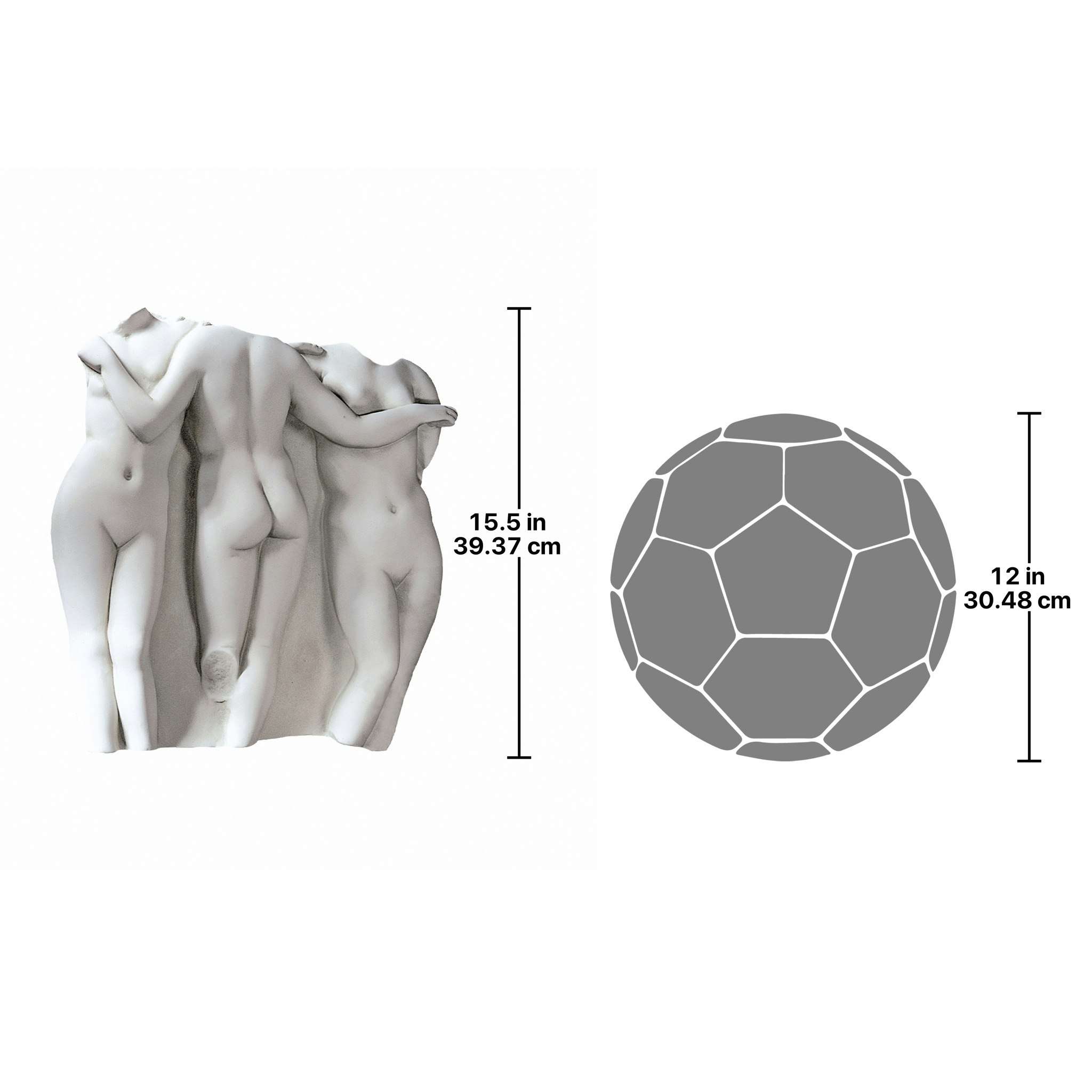 Toscano Three Graces Fragment Wall Sculpture - Original Size