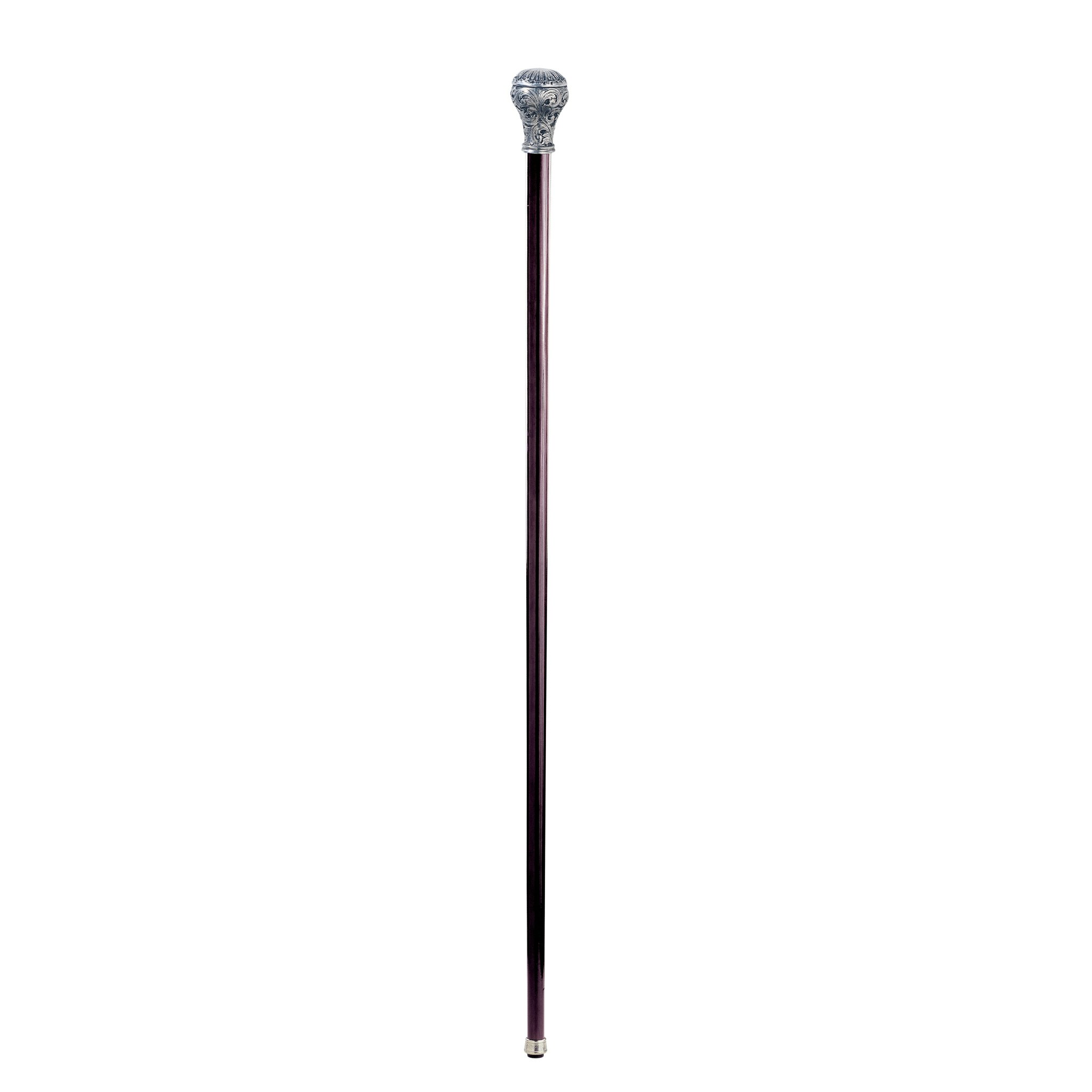 Toscano - Padrone Ornate Ball Walking Stick in Pewter