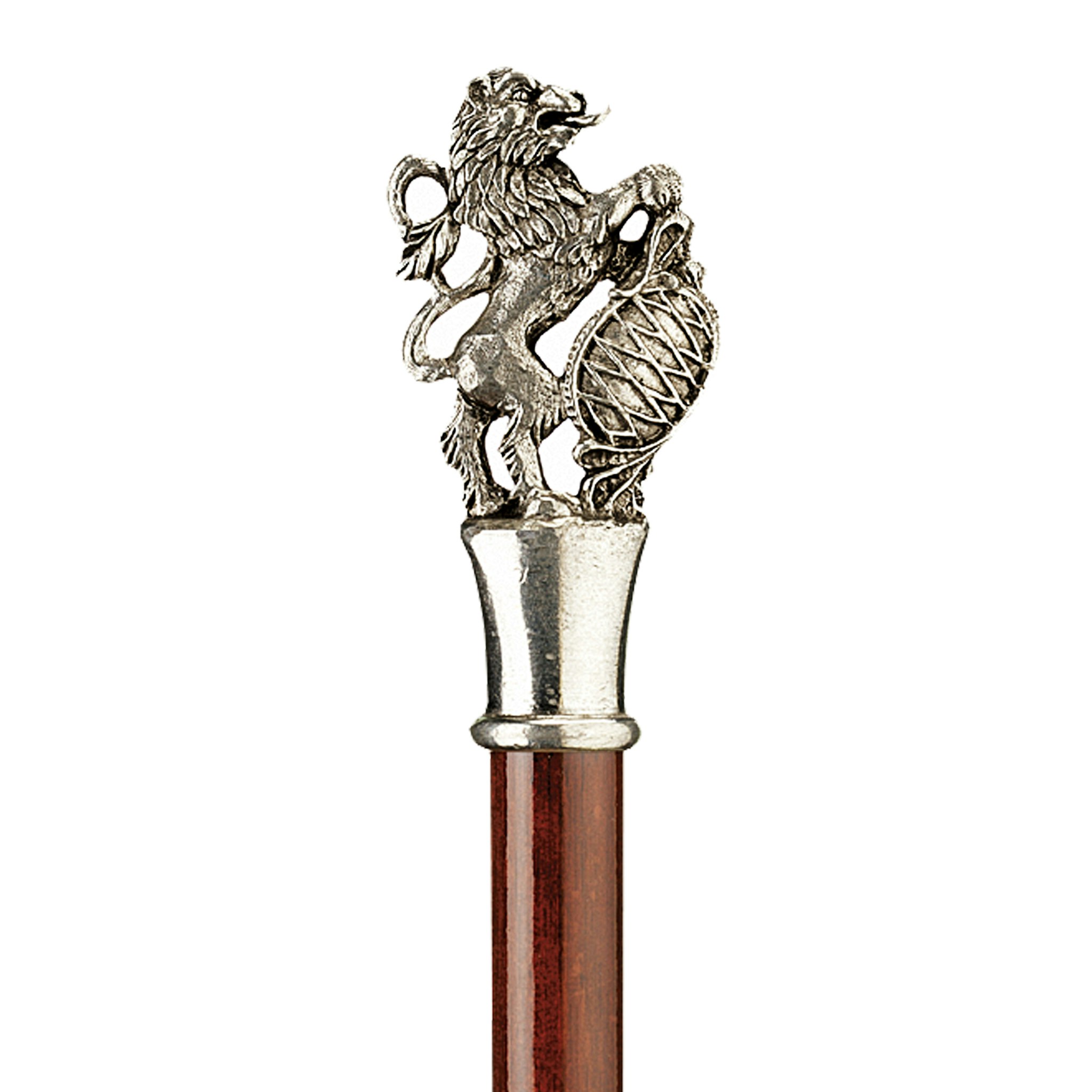 Toscano - Padrone Heraldic Lion Walking Stick in Pewter
