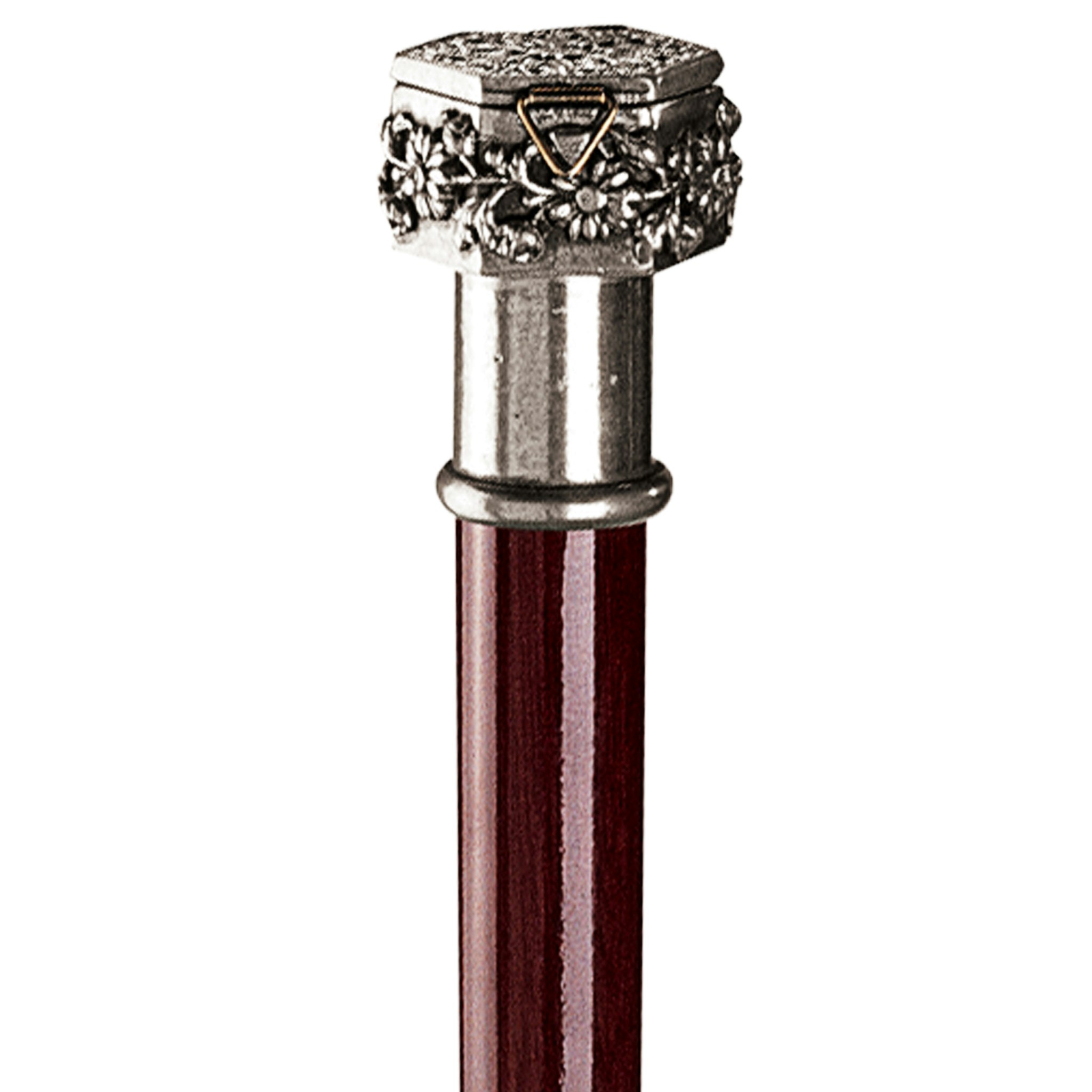 Toscano - Padrone Ornate Pill Box Walking Stick in Pewter