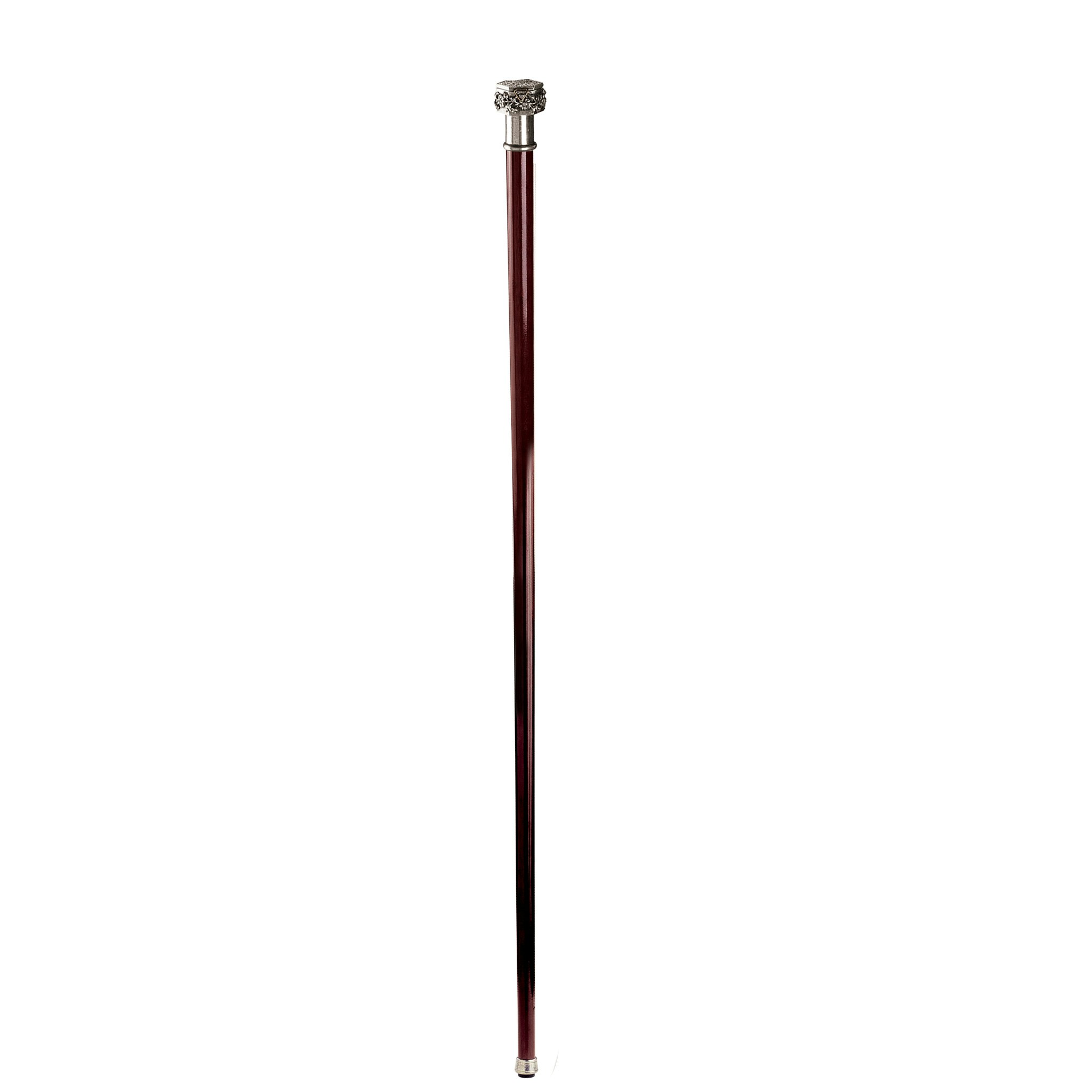 Toscano - Padrone Ornate Pill Box Walking Stick in Pewter