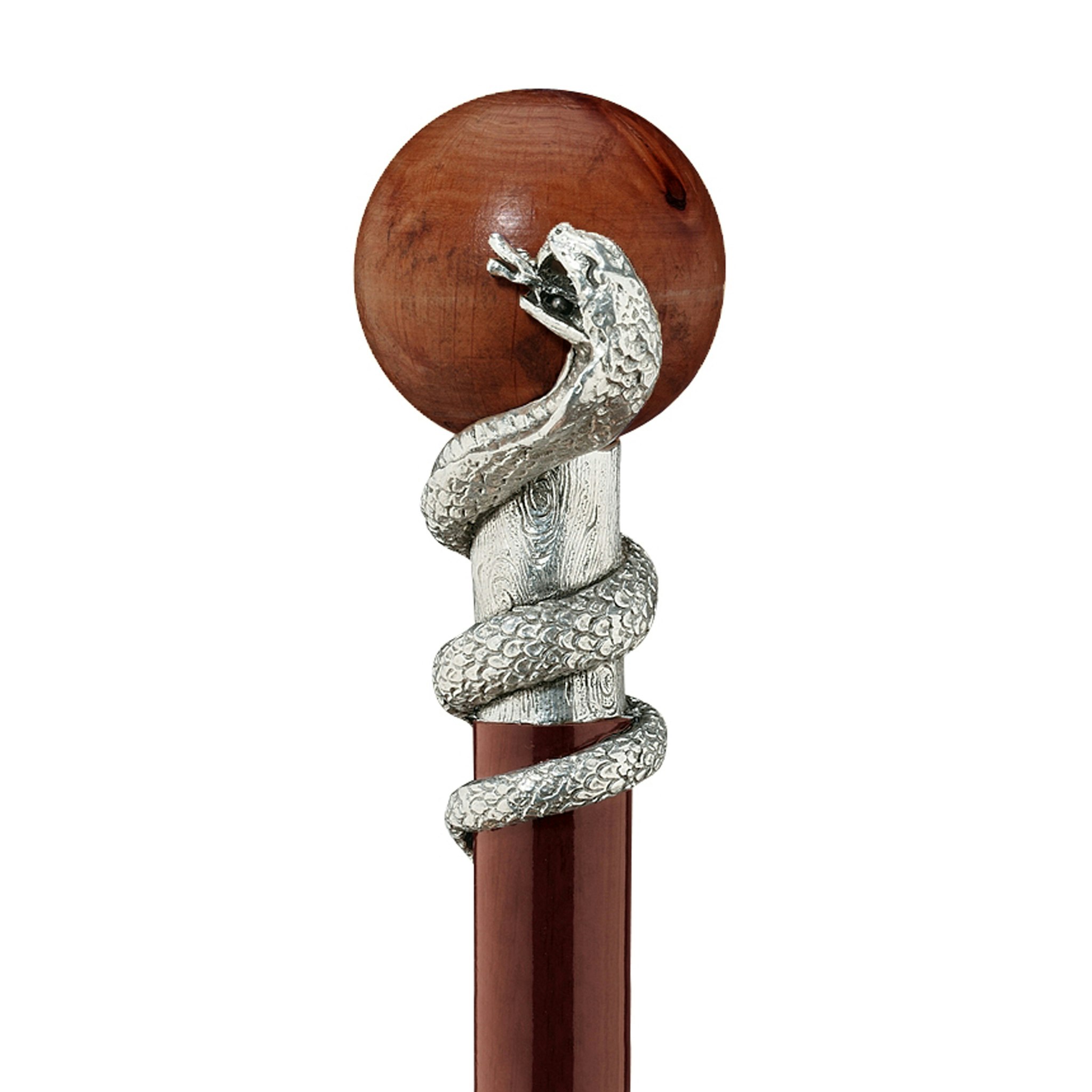 Toscano - Padrone Snake with Globe Walking Stick in Pewter