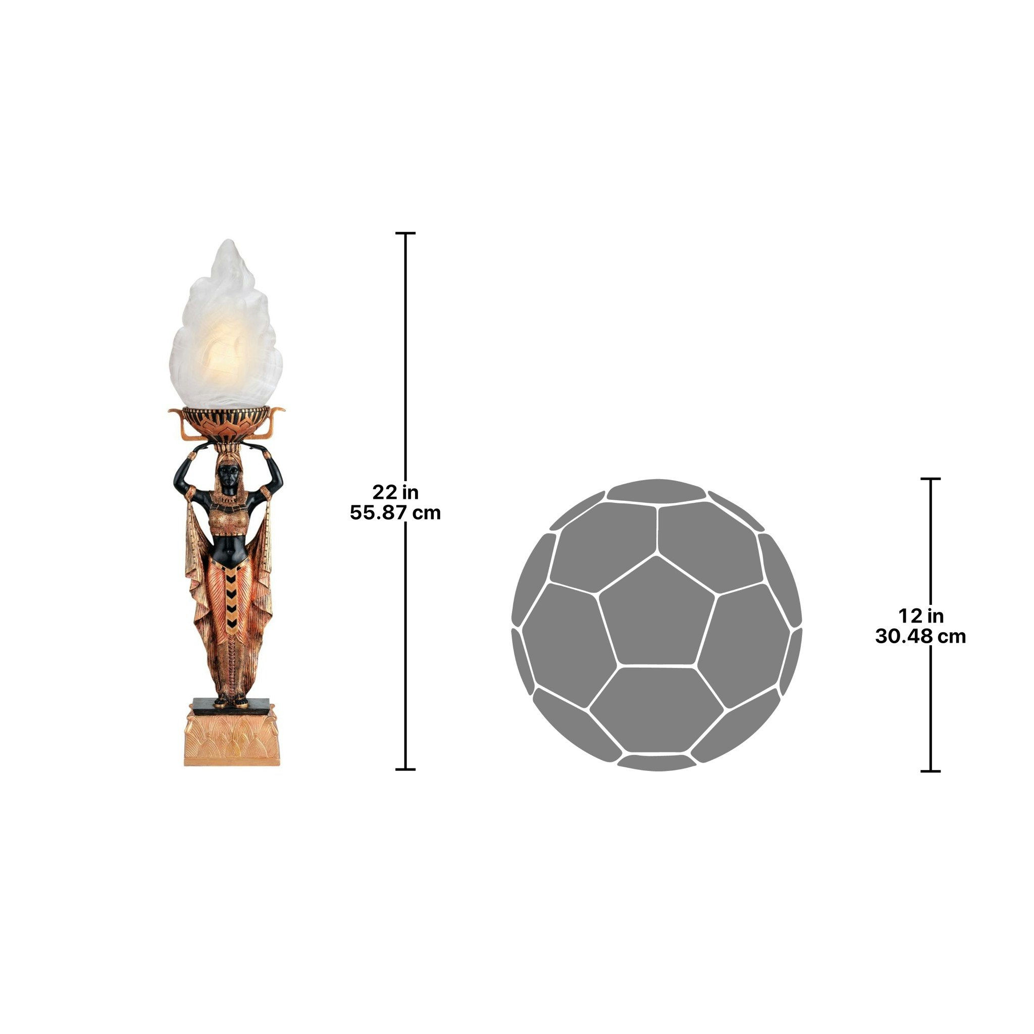 Toscano - Egyptian Torch Offering Table Lamp in Black/Gold, Designer Resin