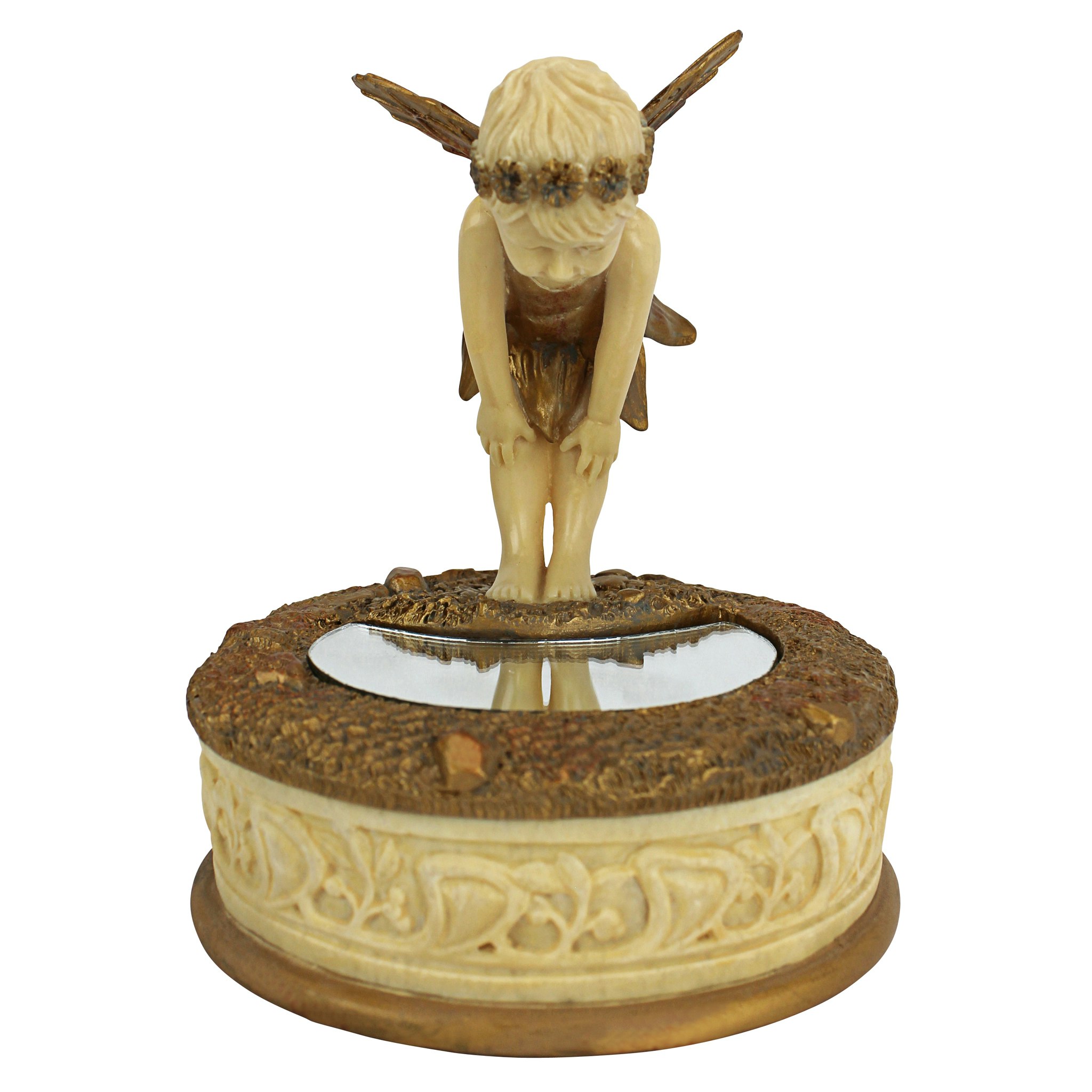 Toscano - A Pondering Fairy Collectible Box in Ivory/Gold