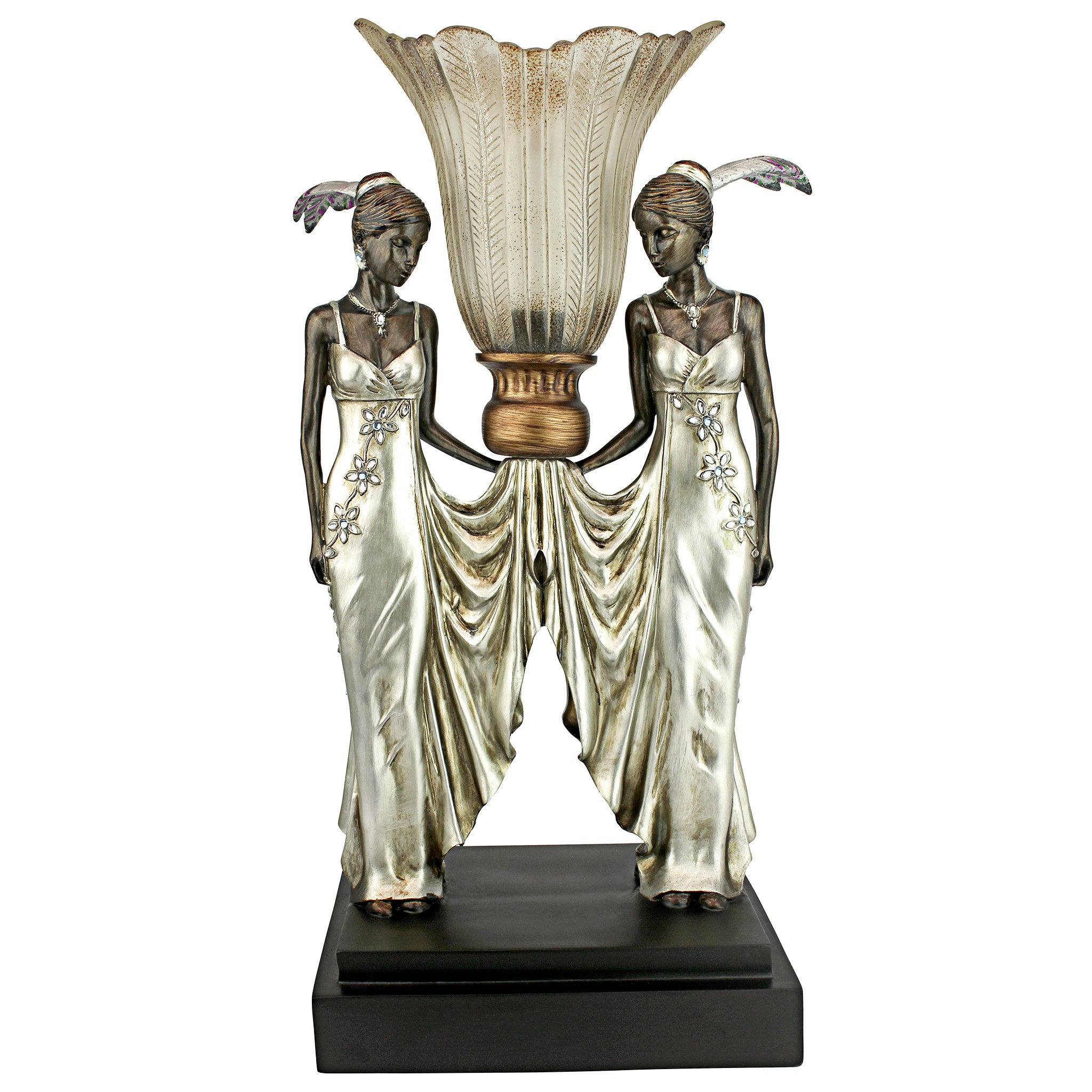 Toscano - Art Deco Peacock Maidens Illuminated Statue
