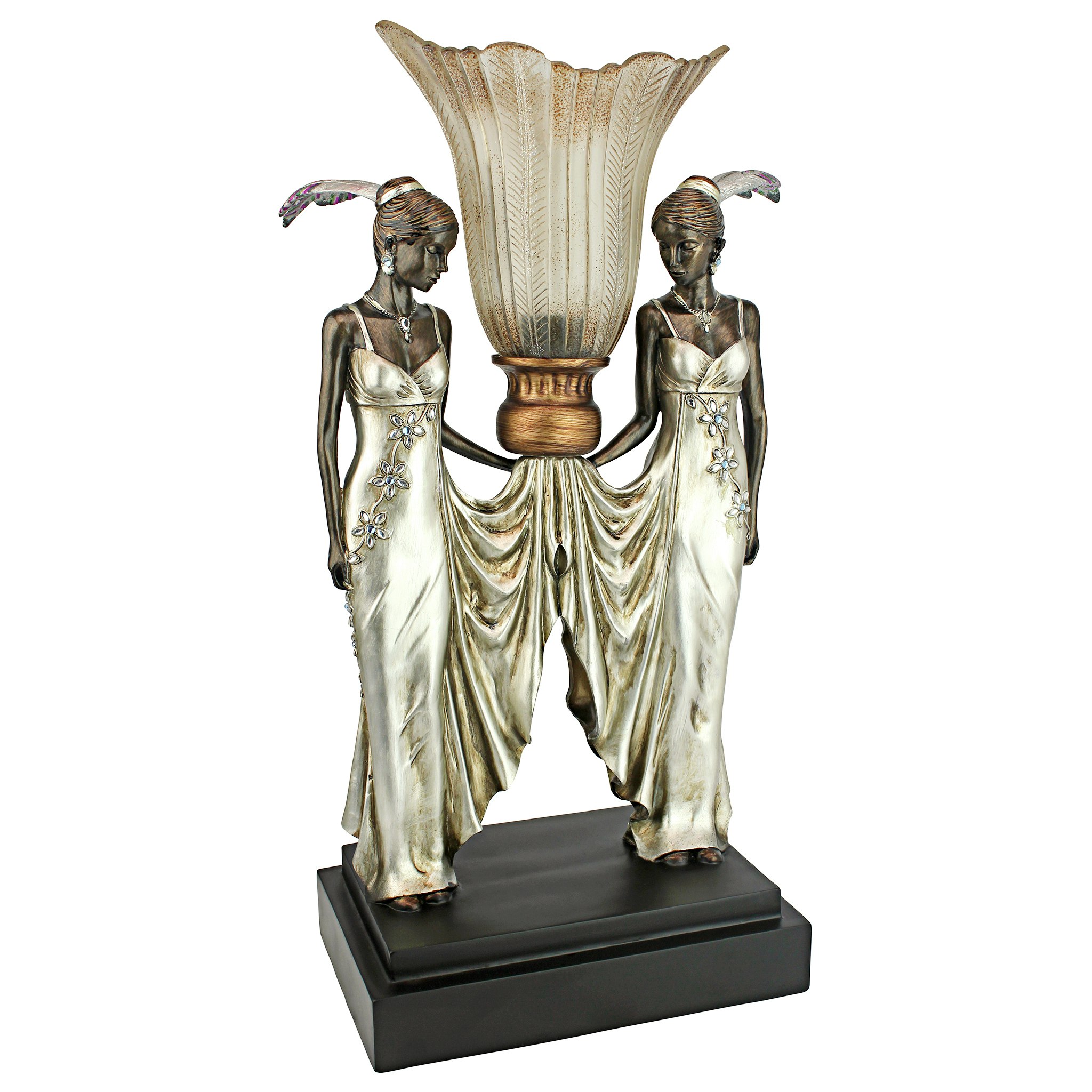 Toscano - Art Deco Peacock Maidens Illuminated Statue
