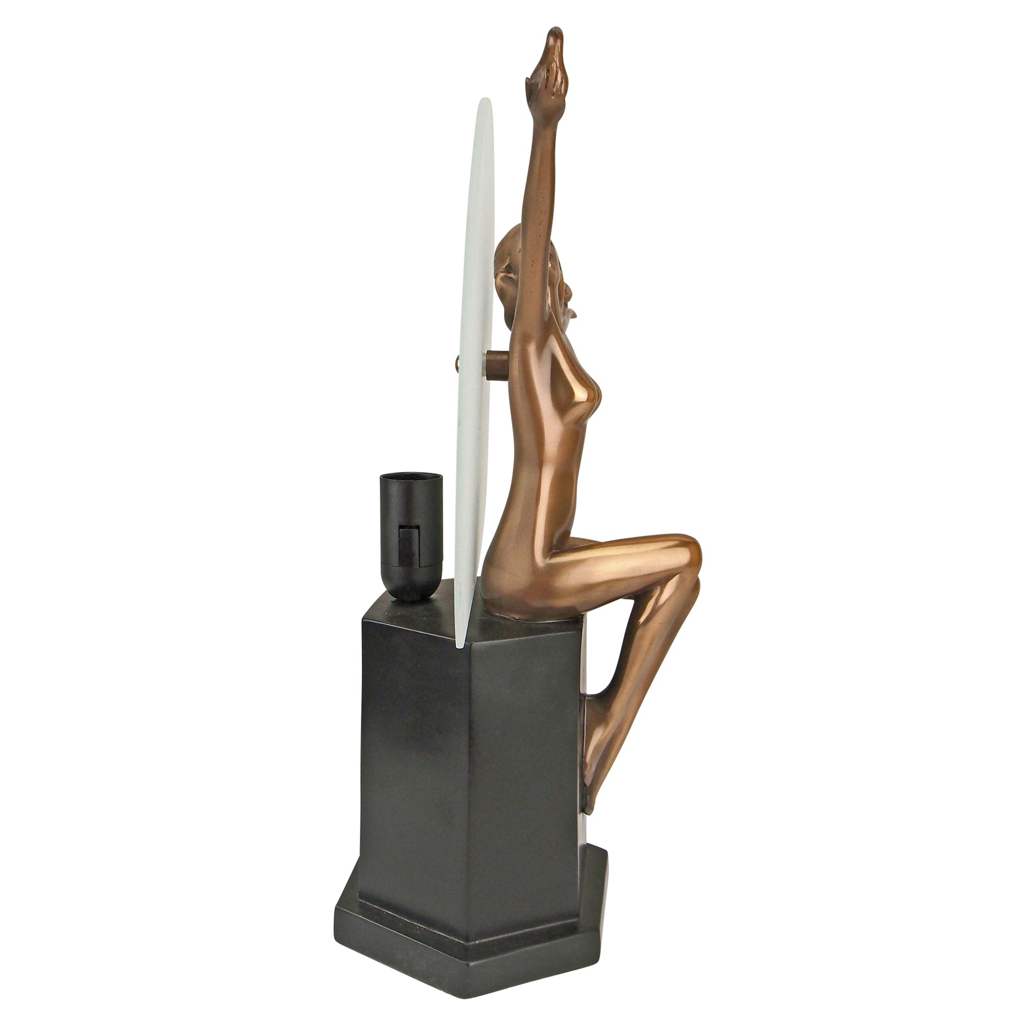 Toscano - The Carrier Pigeon Art Deco Nude Woman Lighted Statue