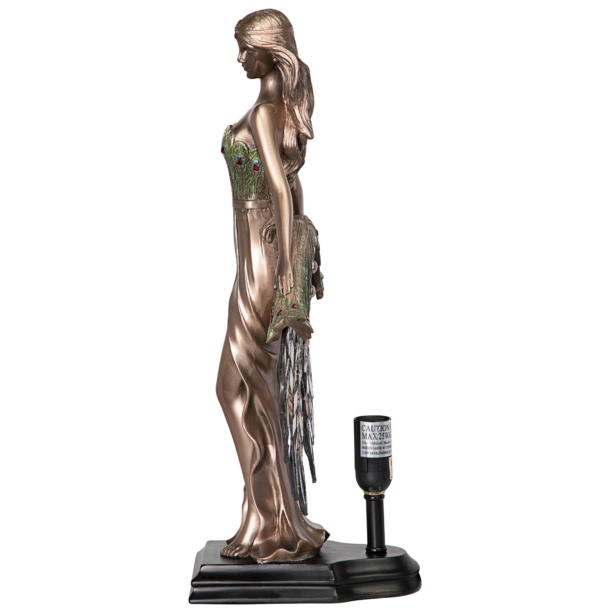 Toscano - Peacock Priestess Tiffany-Style Illuminated Sculpture