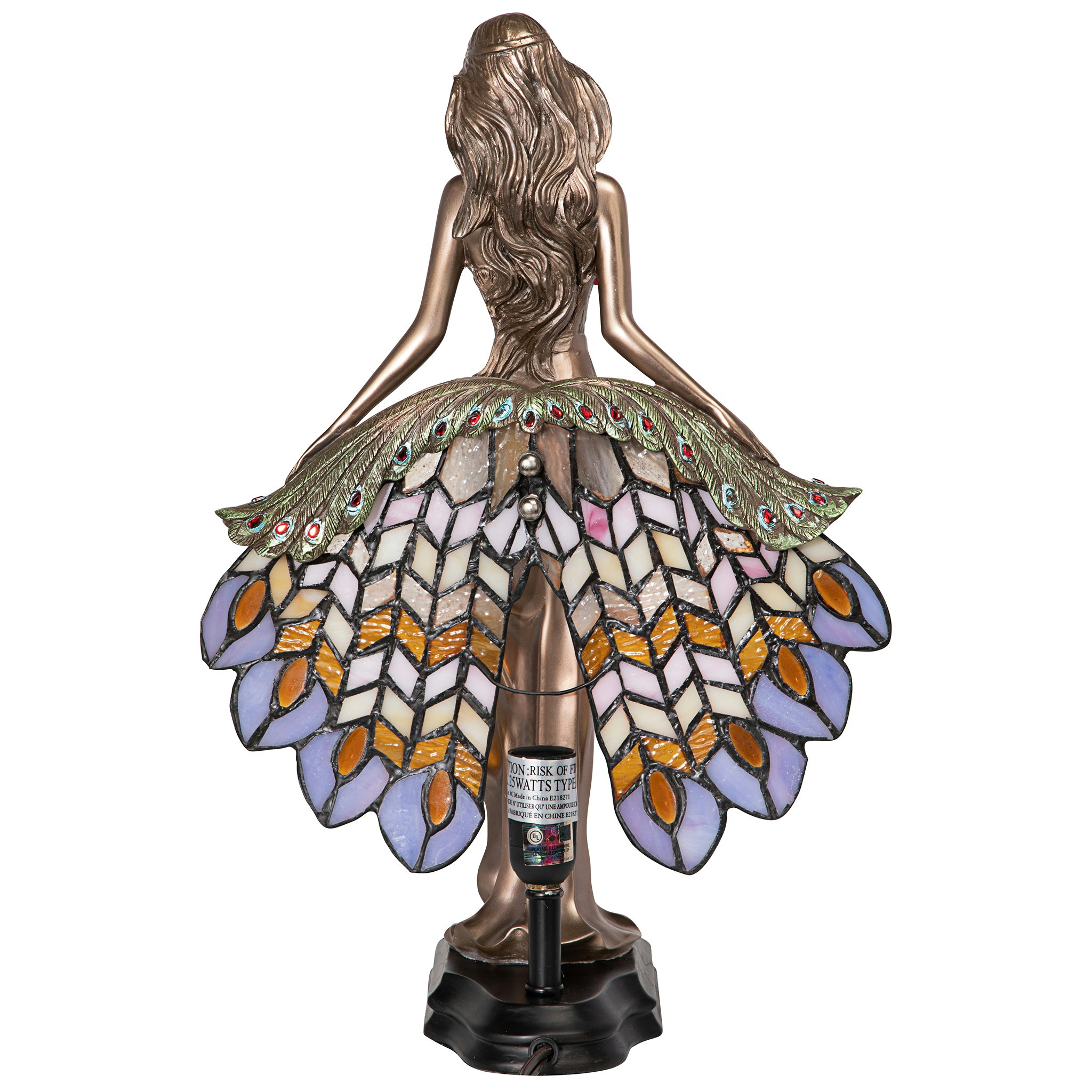 Toscano - Peacock Priestess Tiffany-Style Illuminated Sculpture