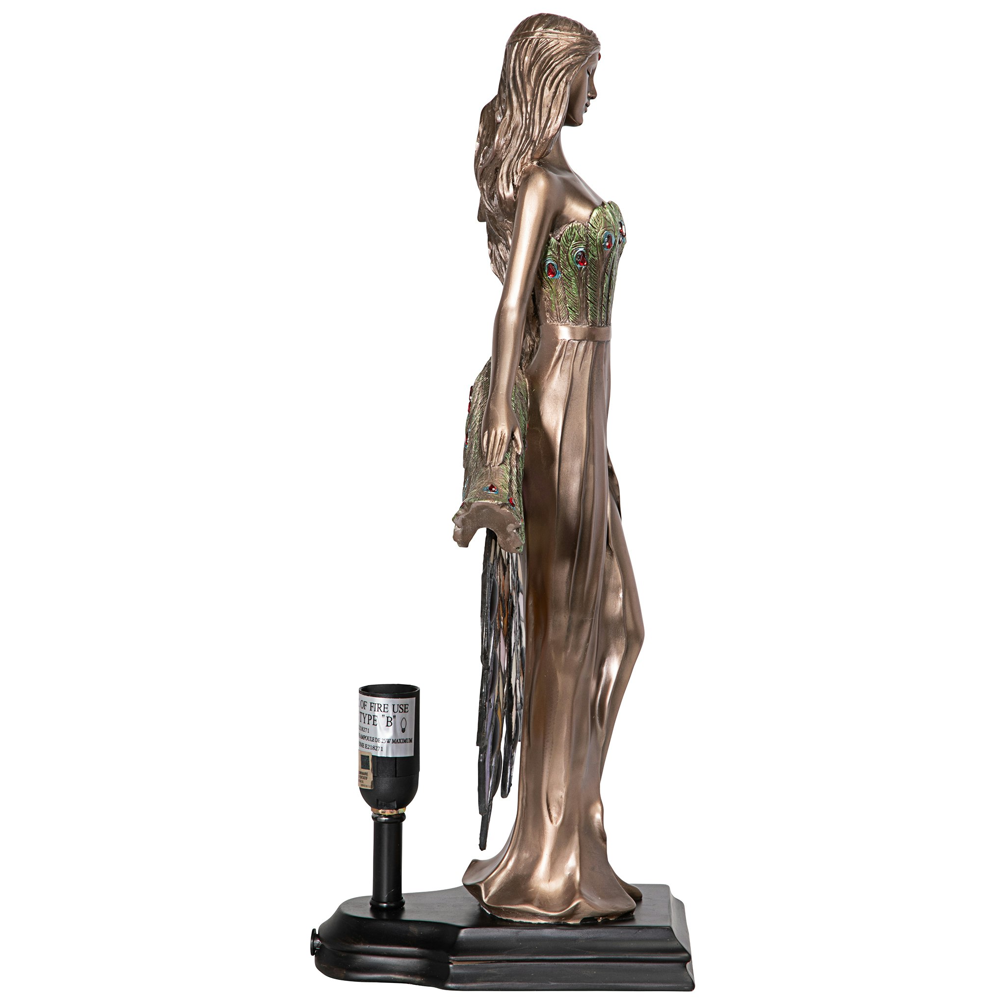 Toscano - Peacock Priestess Tiffany-Style Illuminated Sculpture