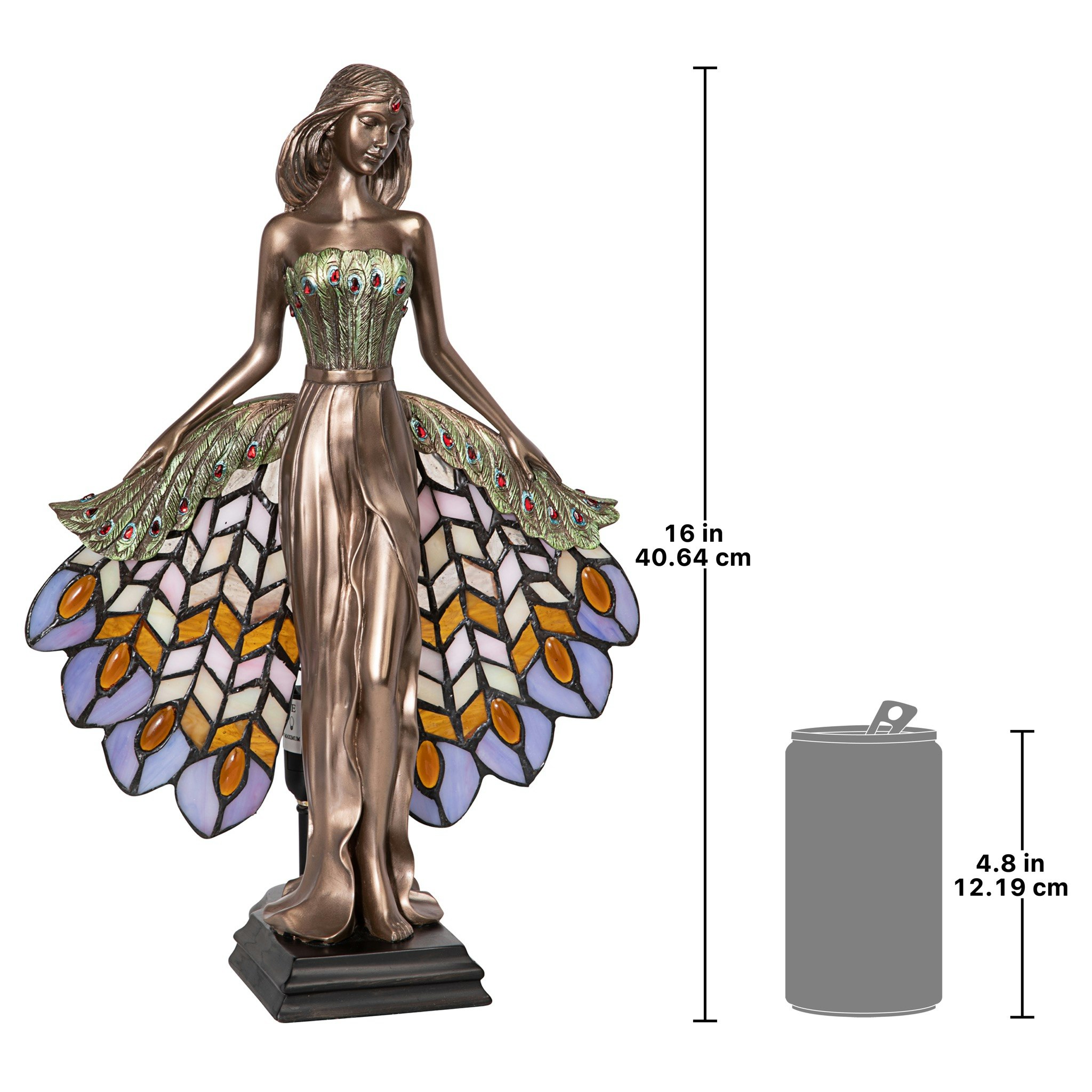 Toscano - Peacock Priestess Tiffany-Style Illuminated Sculpture