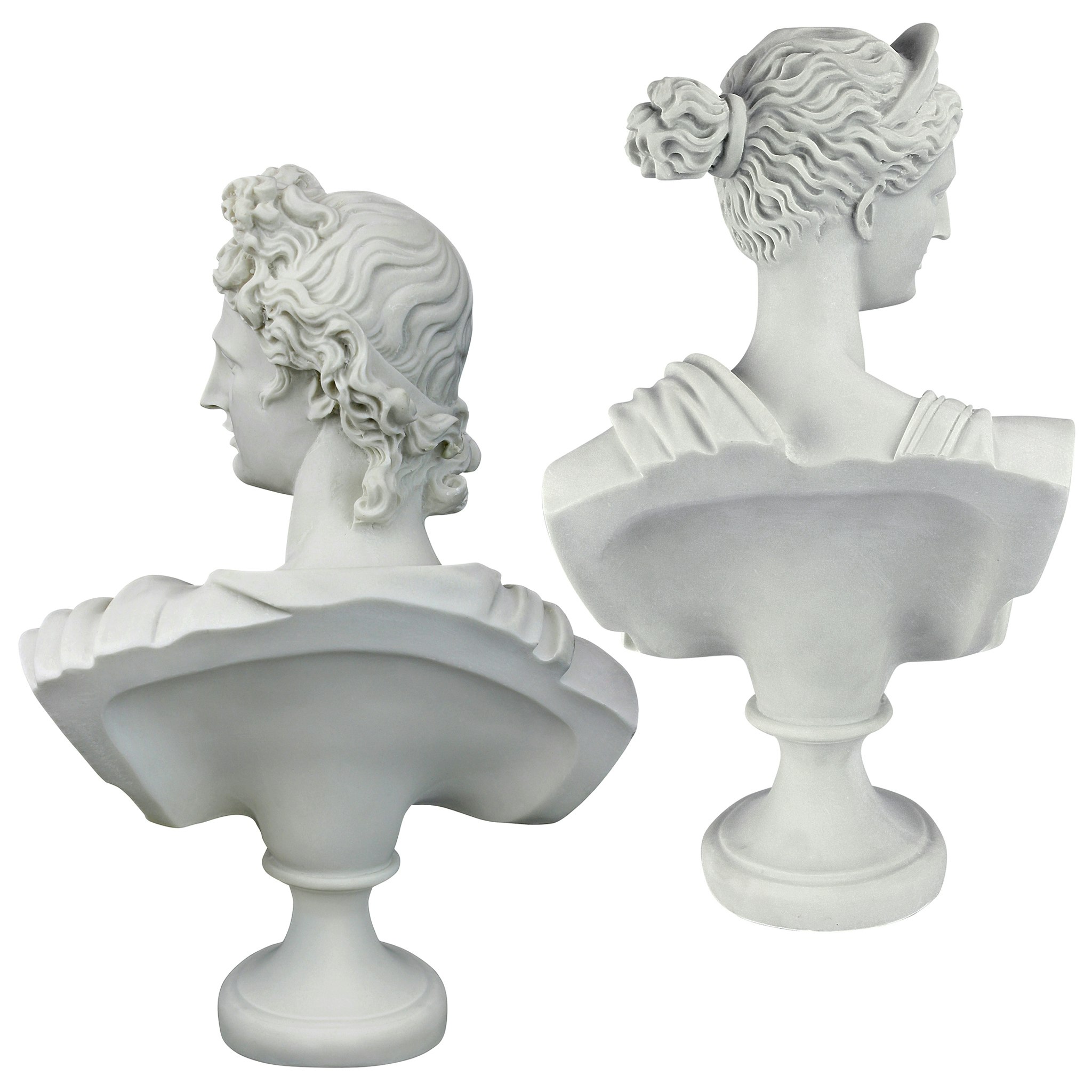 Toscano - Set of 2 Diana of Versailles and Apollo Belvedere Bonded Marble Greek Bust Statues