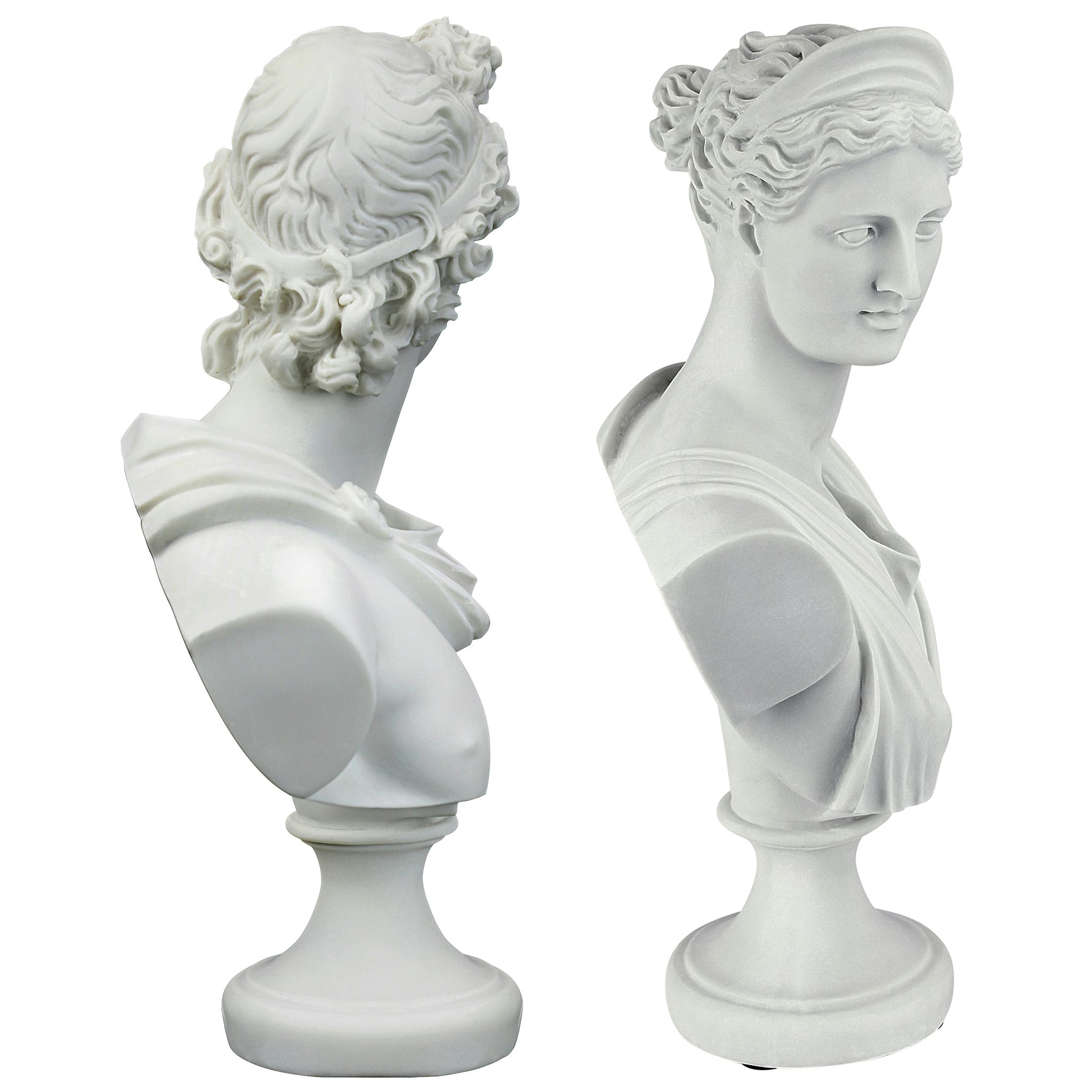 Toscano - Set of 2 Diana of Versailles and Apollo Belvedere Bonded Marble Greek Bust Statues