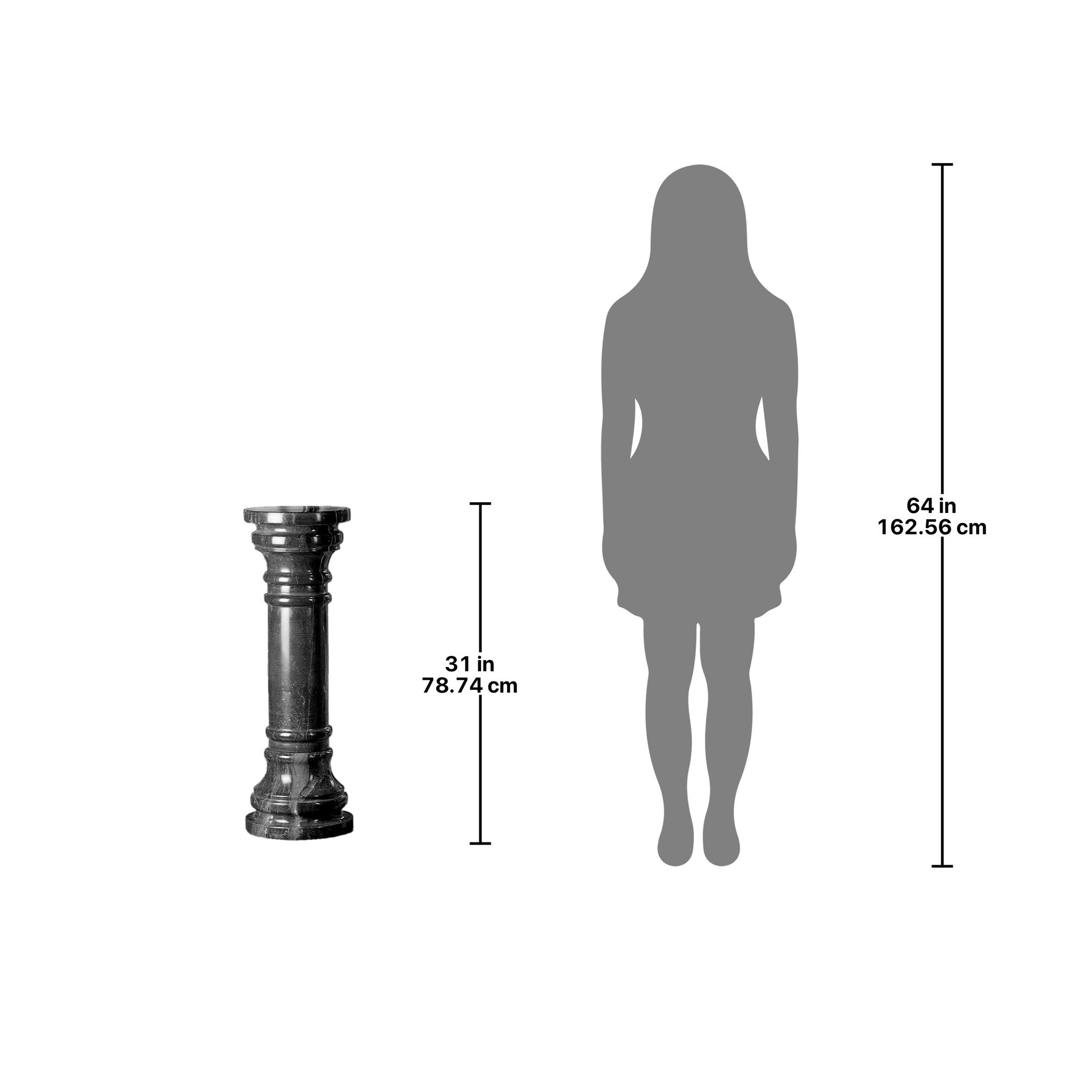 Toscano Charcoal Solid Medium Column - Black, Marble