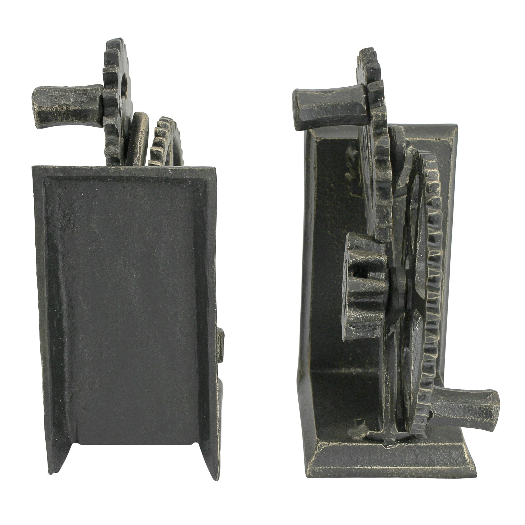 Toscano - Industrial Gear Sculptural Bookend Pair in Cast Iron