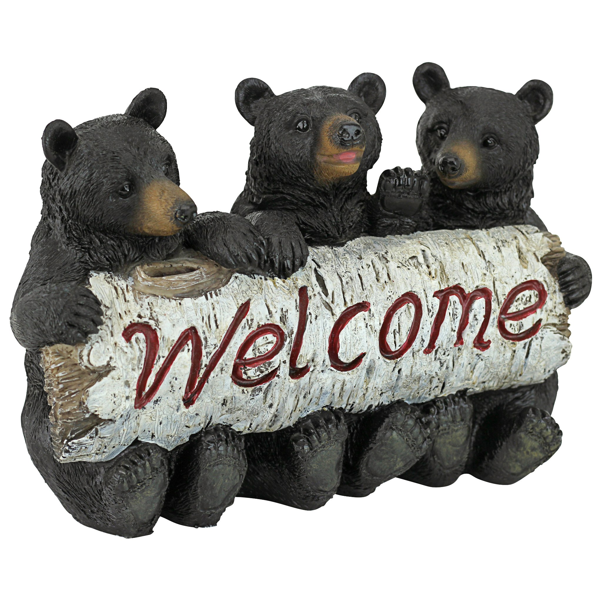Toscano - Black Bear Cubs Welcome Sign Statue