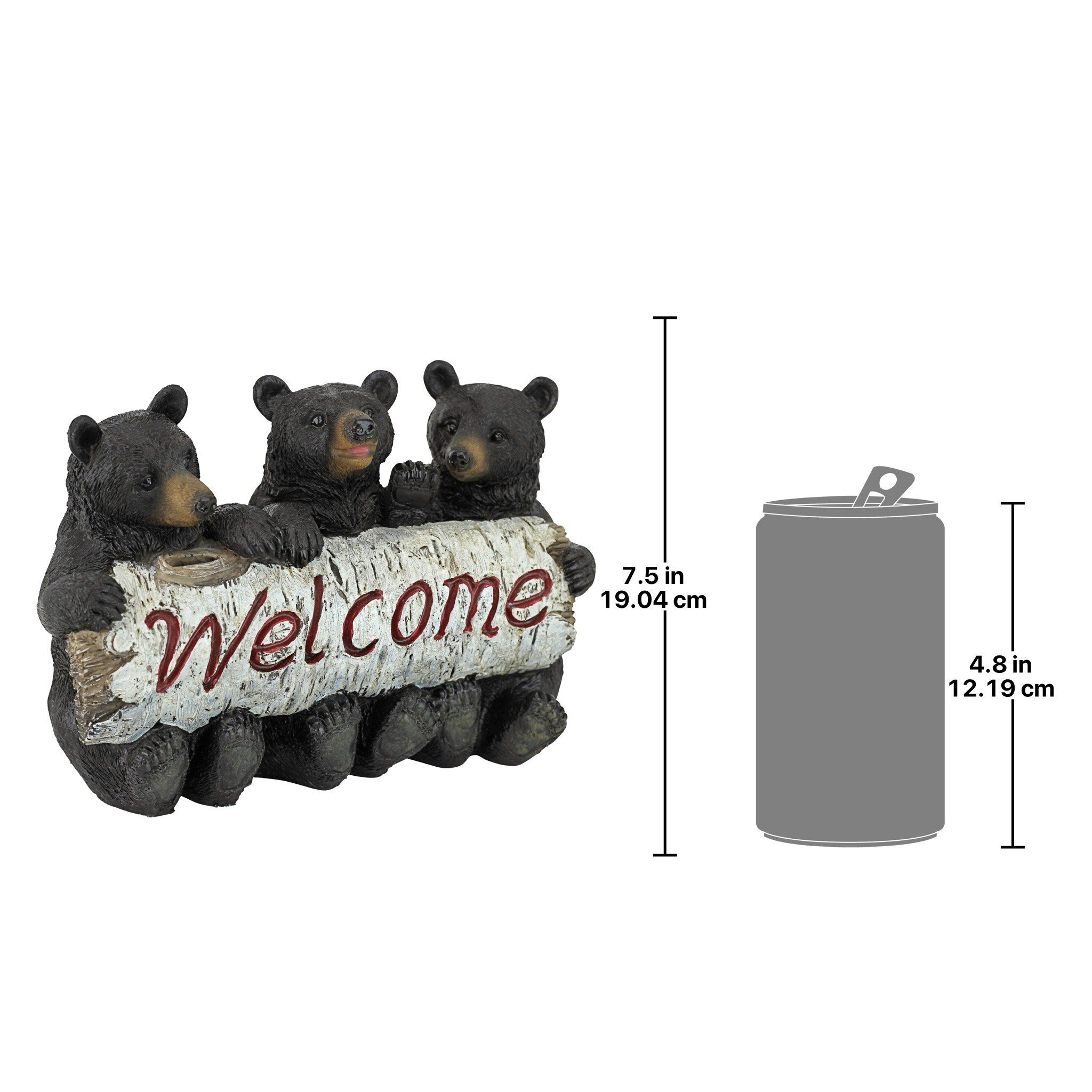 Toscano - Black Bear Cubs Welcome Sign Statue