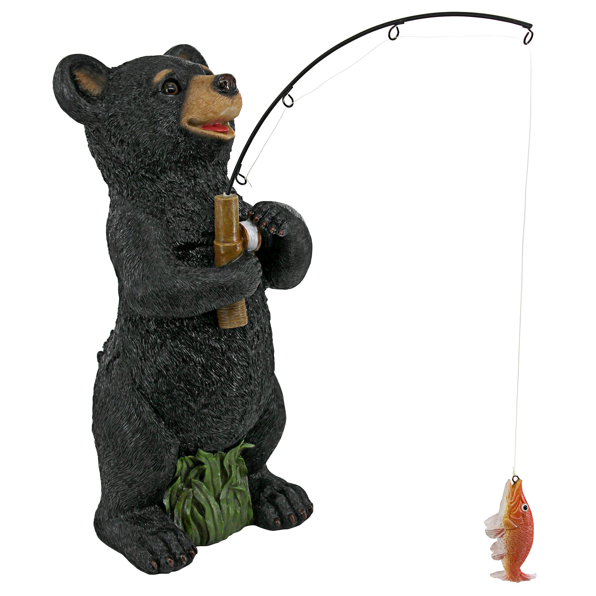 Toscano - Hooked on FishingBlack Bear Cub Fisherman Statue