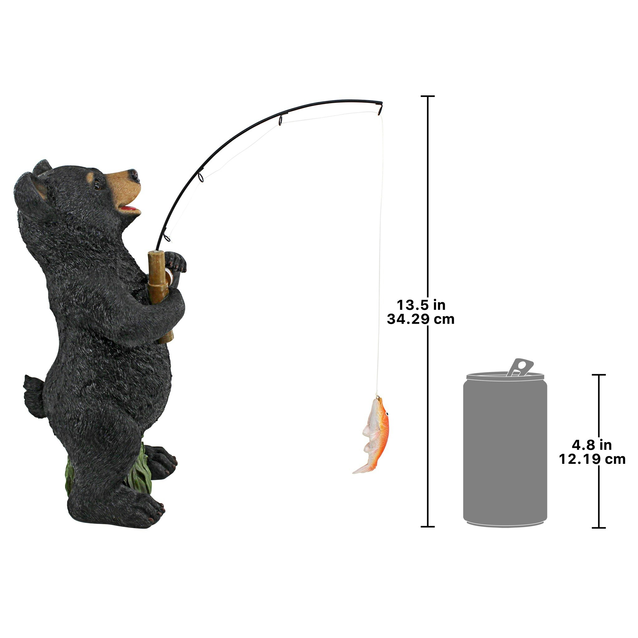 Toscano - Hooked on FishingBlack Bear Cub Fisherman Statue