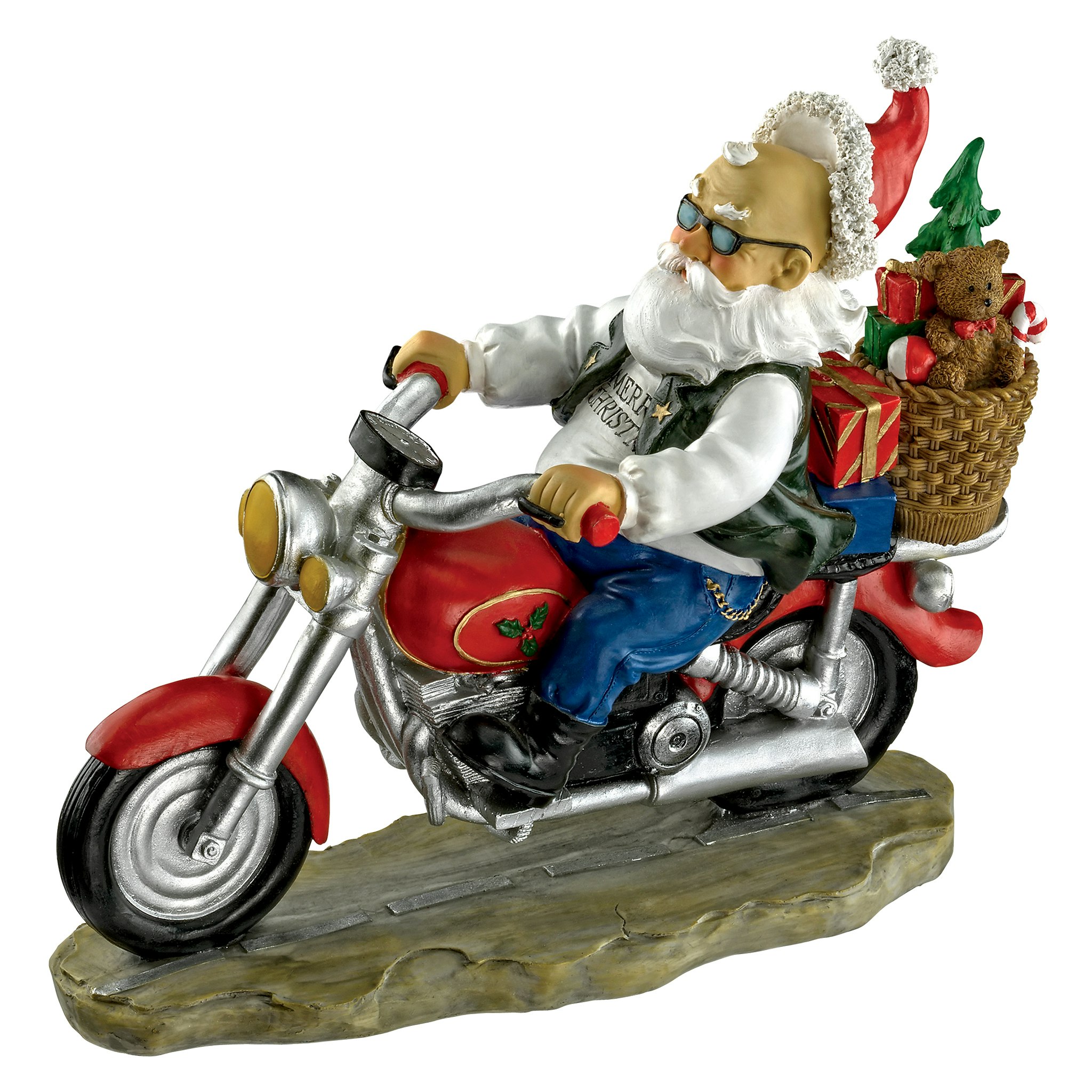 Toscano - Old School Father Christmas Santa Biker Statue