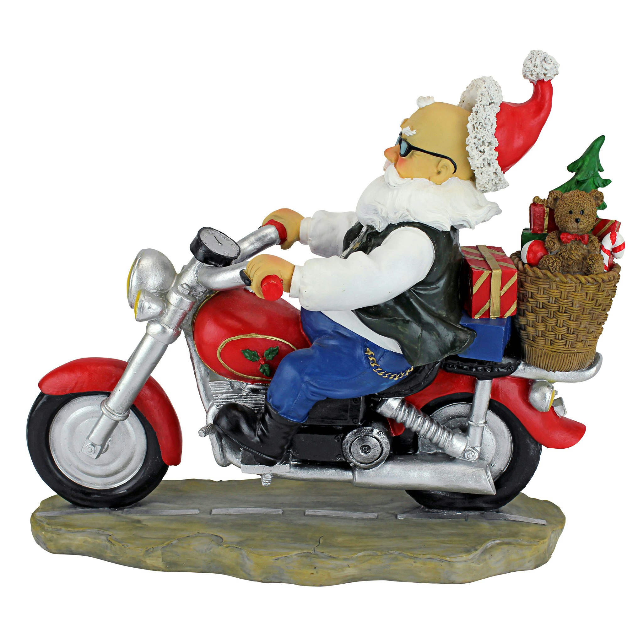 Toscano - Old School Father Christmas Santa Biker Statue