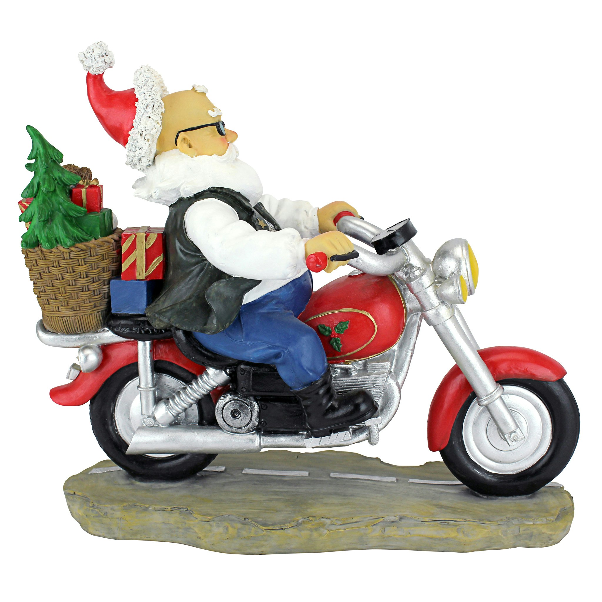 Toscano - Old School Father Christmas Santa Biker Statue
