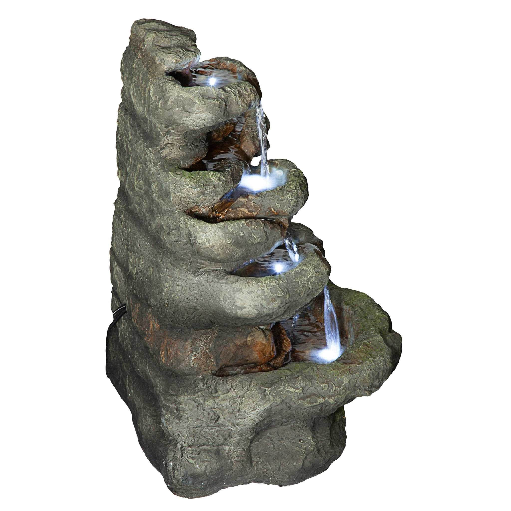 Toscano - Ribbon Ridge Cascading Waterfall Illuminated Garden Fountain