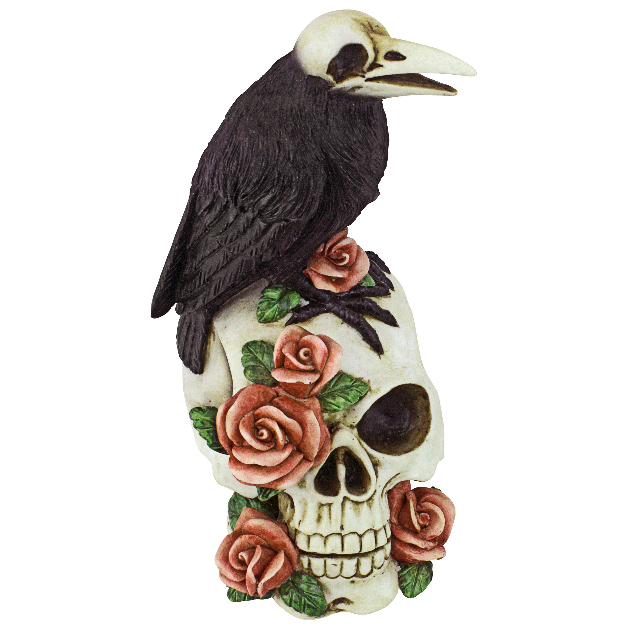 Toscano - Raven and Roses Day of the Dead Skull Statue