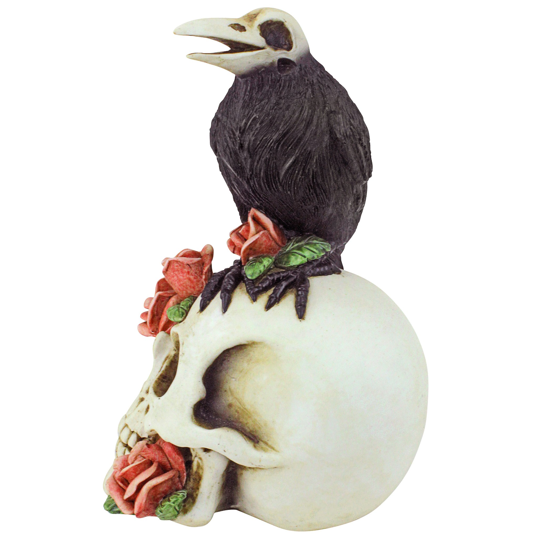 Toscano - Raven and Roses Day of the Dead Skull Statue