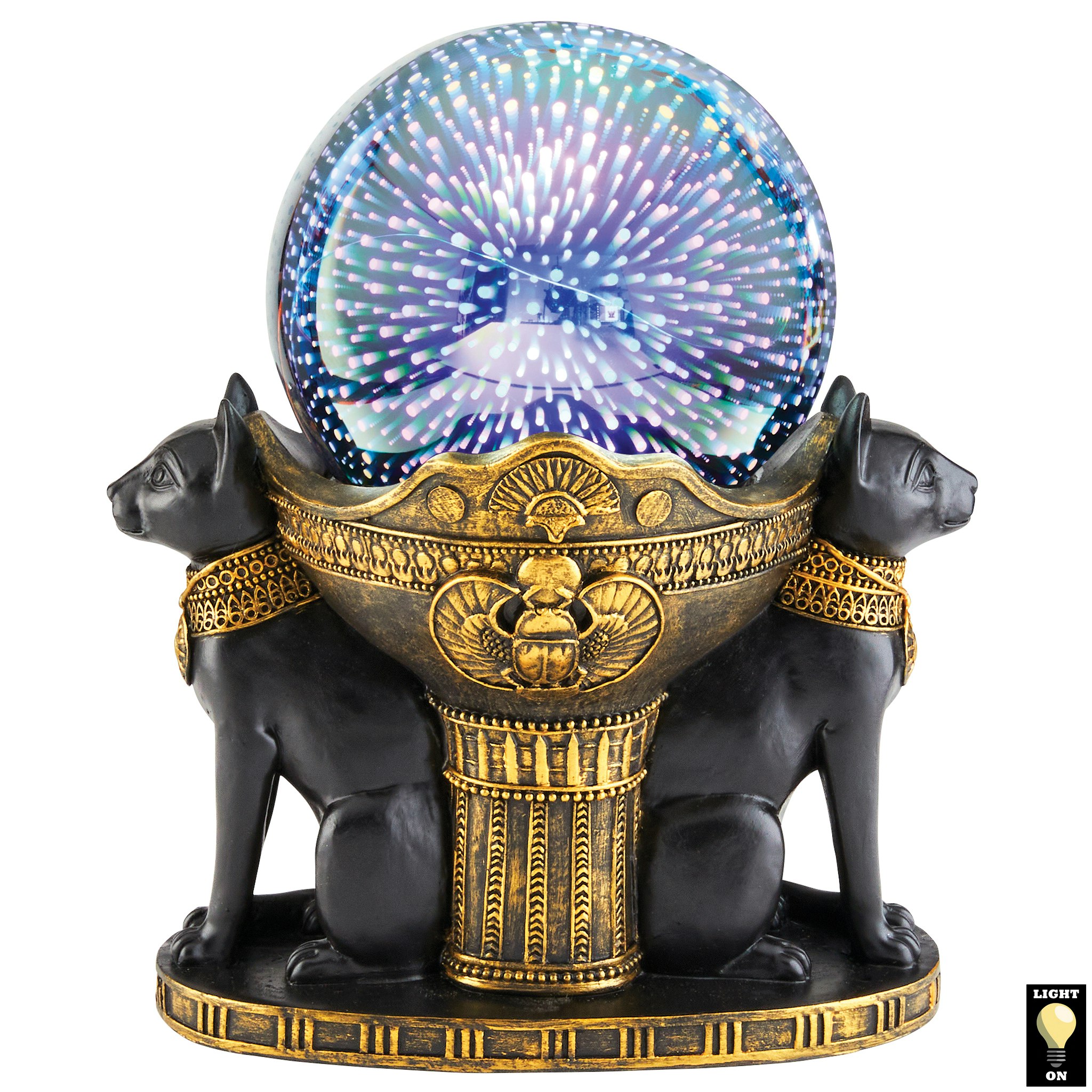 Toscano - Bastet Cat Goddess Cosmic Sphere Illuminated Statue